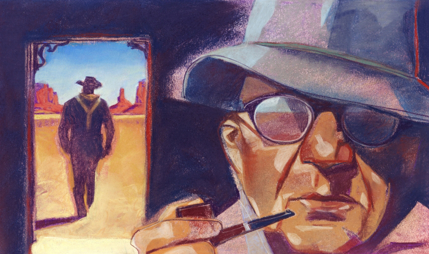 gary kelley, portrait, hat, glasses, pipe, undercover, doorway, desert, uses, stamp, 