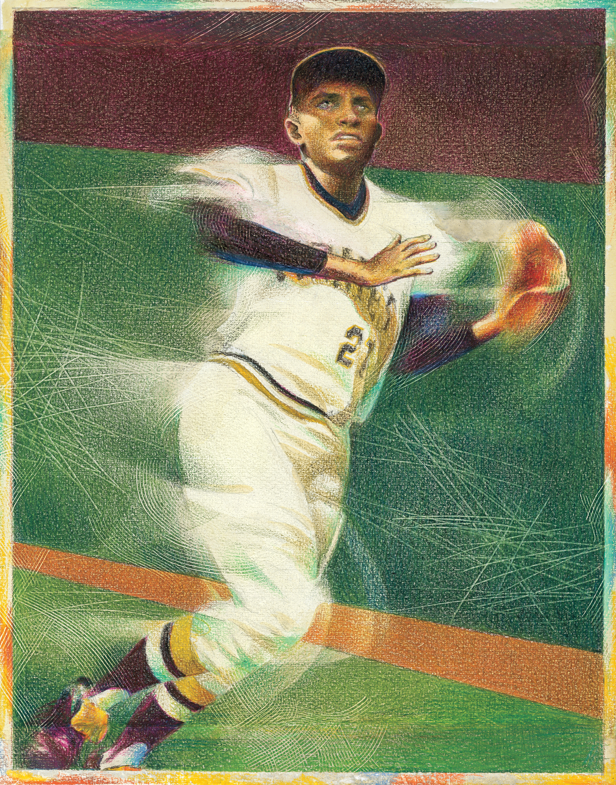 Baseball player. 
For a children's book.
Watercolor and pencil on paper.