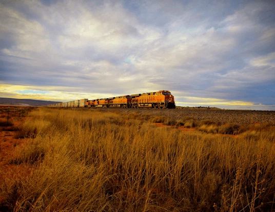 Heavy Freight train going across New Mexico