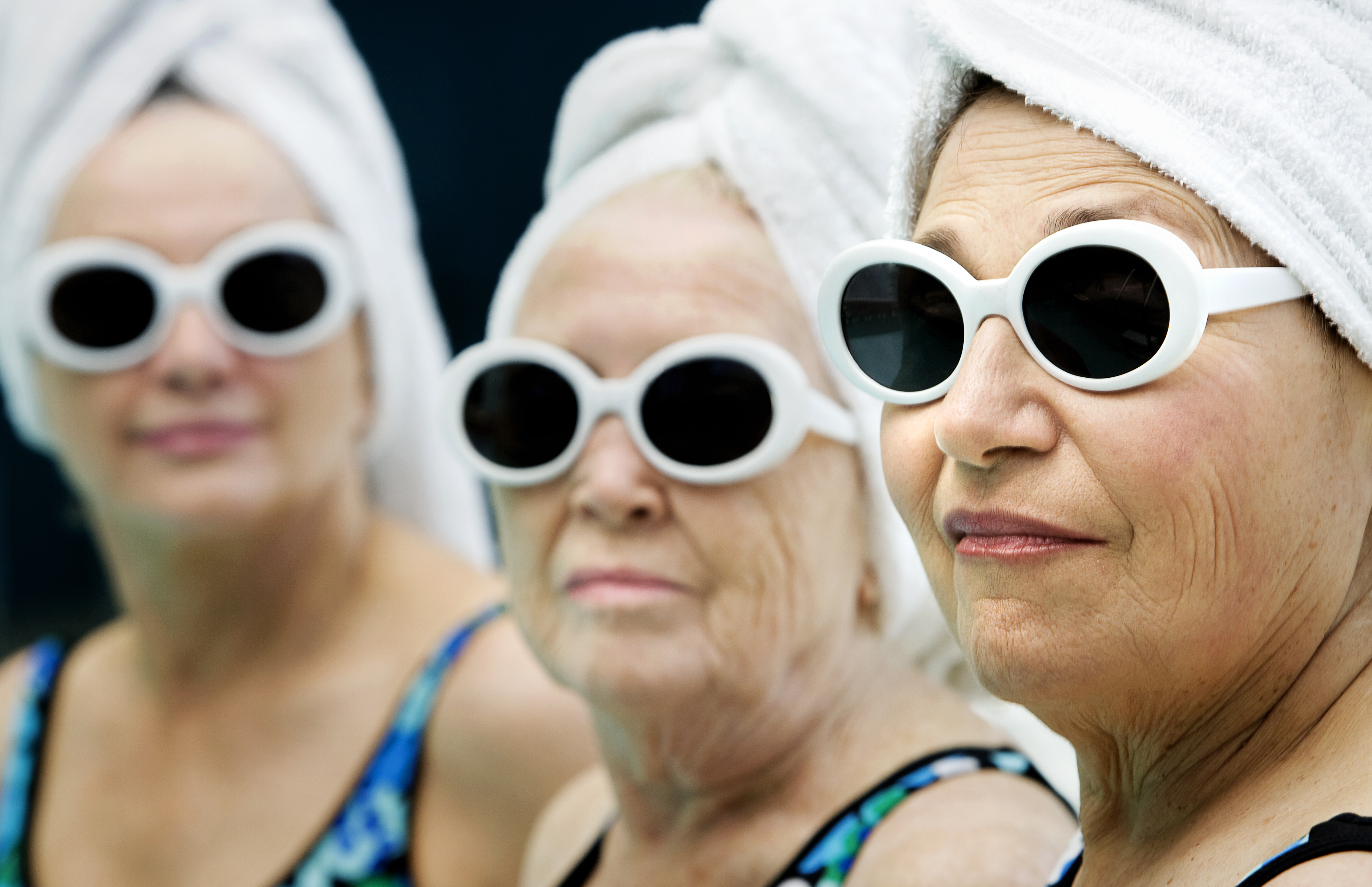 Portrait of 3 Elderly woman with sunglasses