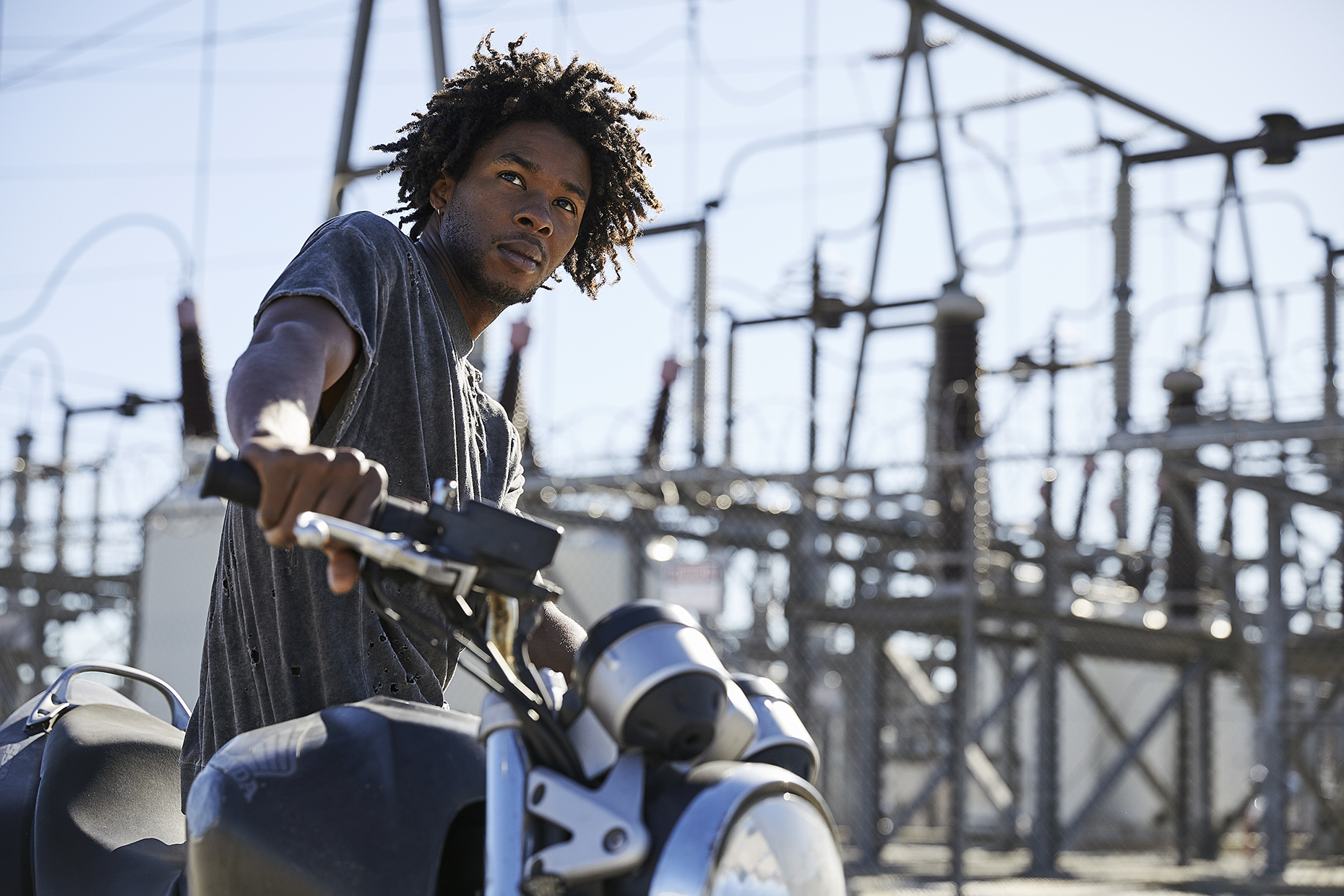 Portrait of man on motorcycle