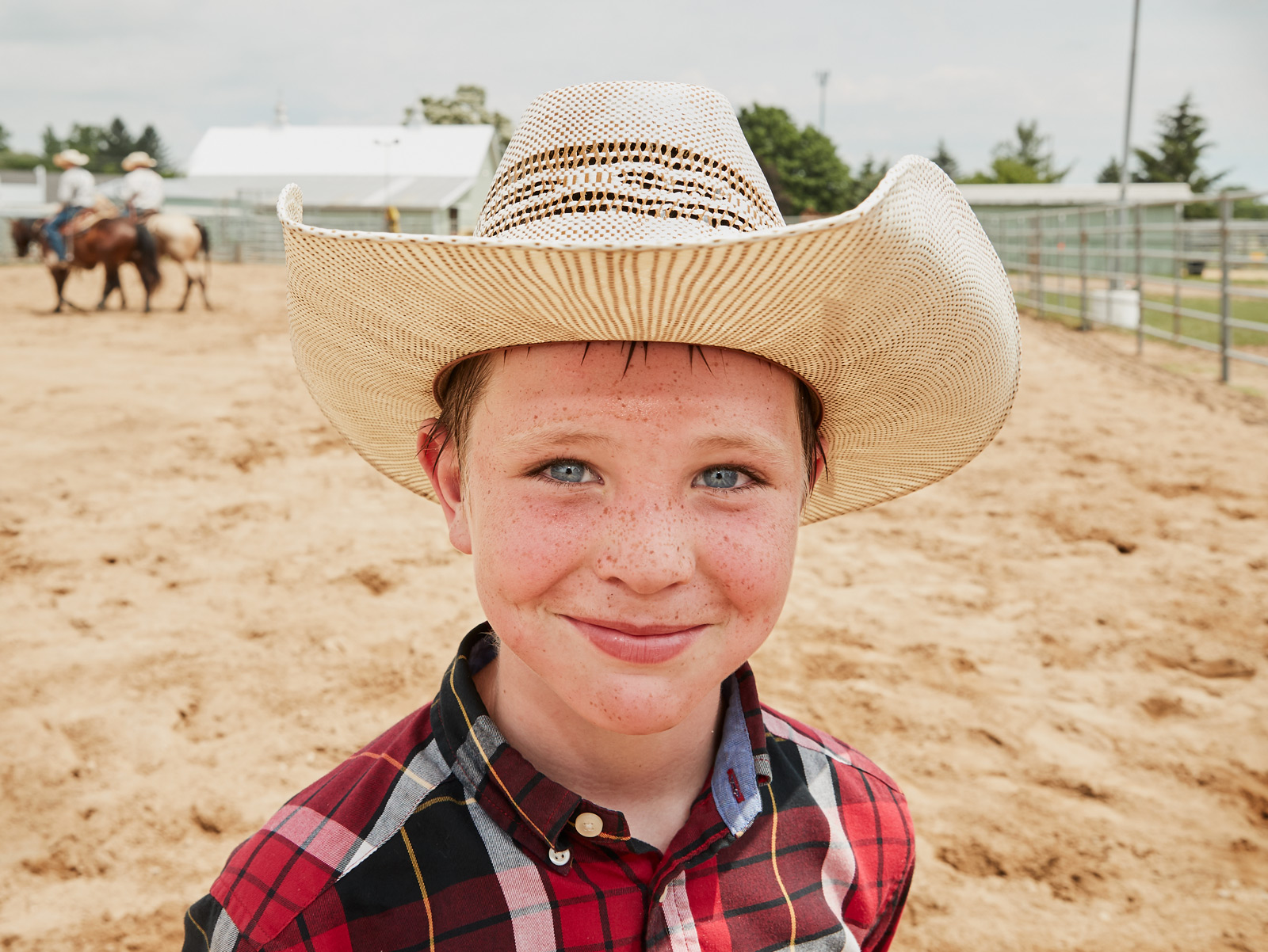 Boy helping in the ring at a children's rodeo in Michigan