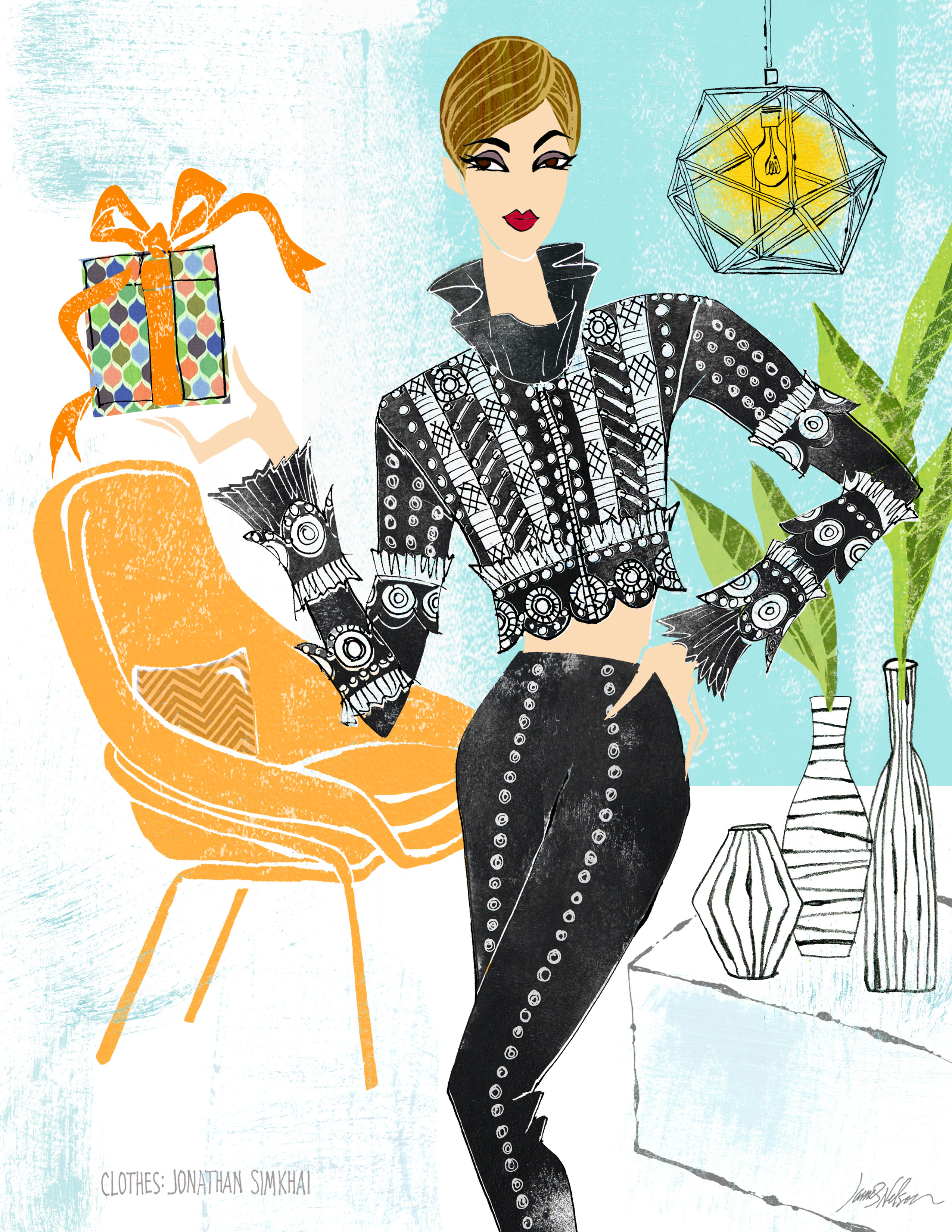 a page from a fashion illustration magazine style direct mailer promo