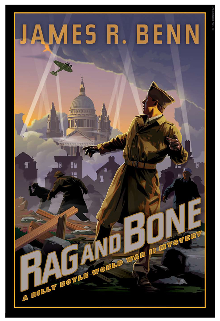 Cover illustration for the Billy Boyle Mystery titled "Rag and Bone".
