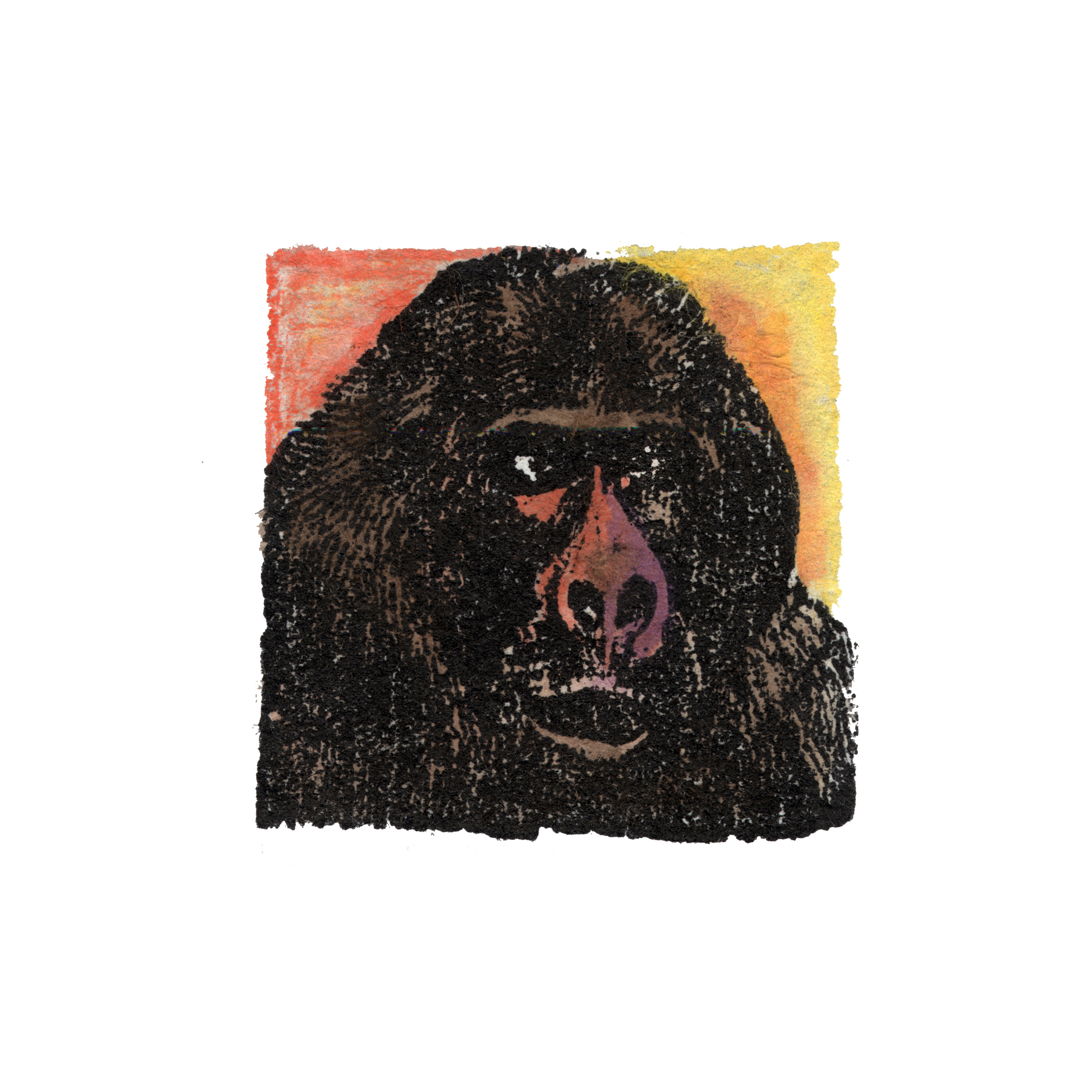 Woodcut for Miniature Printmaking Show. Maximum size 4 square inches.
Handcolored.
