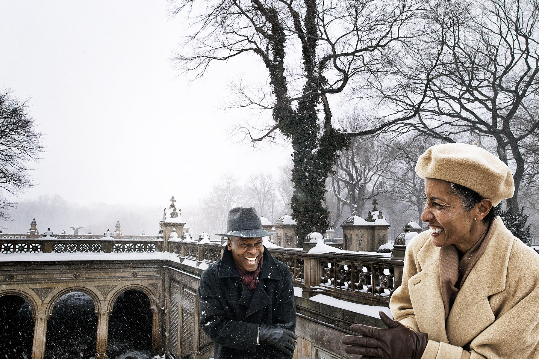 Exterior Lifestyle of couple playing in the snow. Personal Project