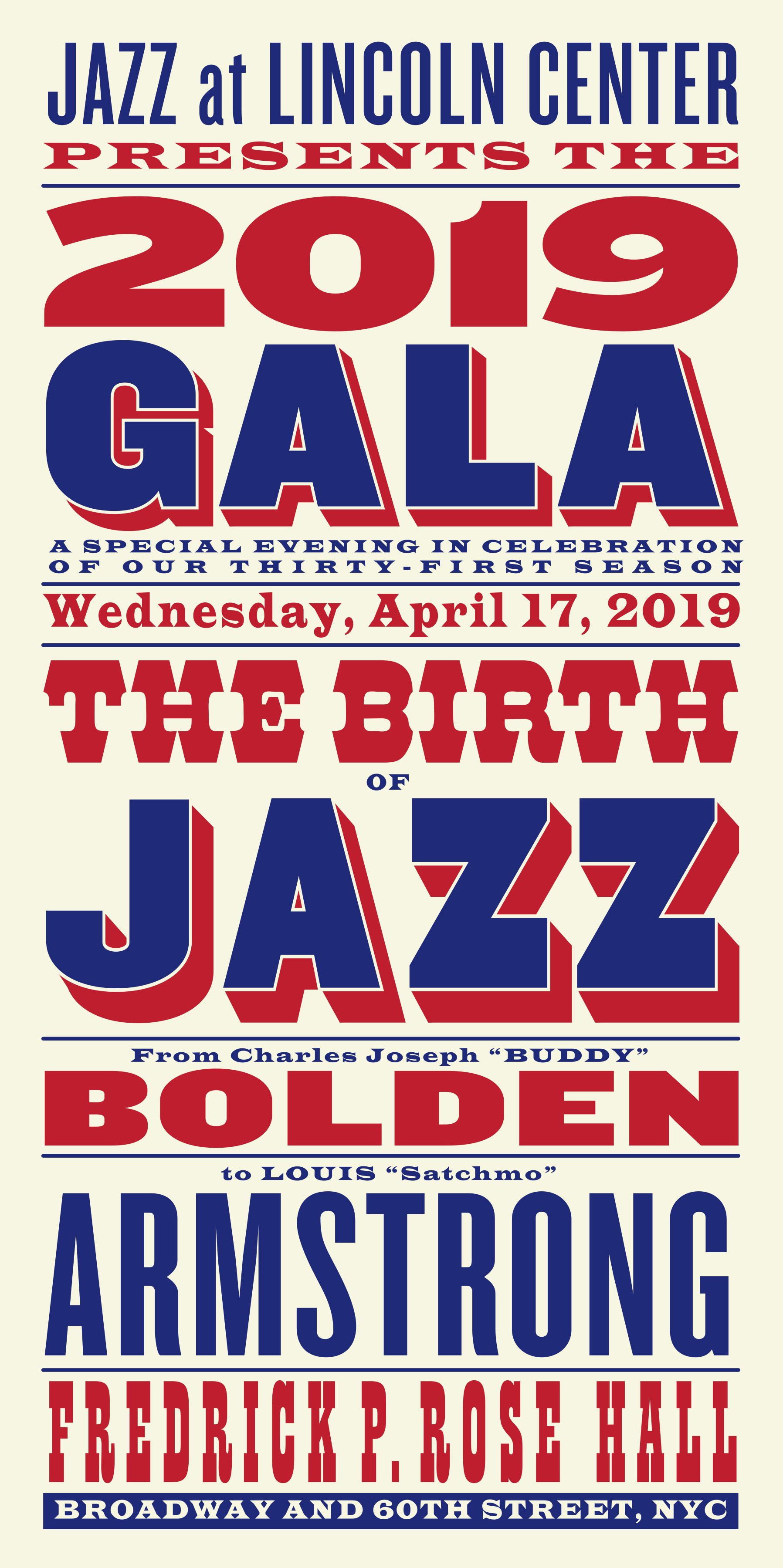 Print poster for Lincoln Center 2019 Jazz Gala.