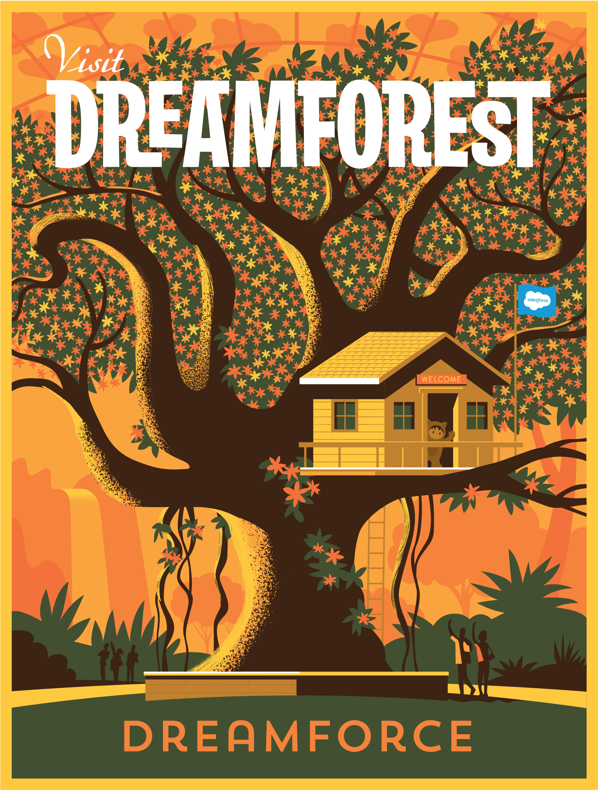 Visit Dreamforce poster. Vector and digital painting. 