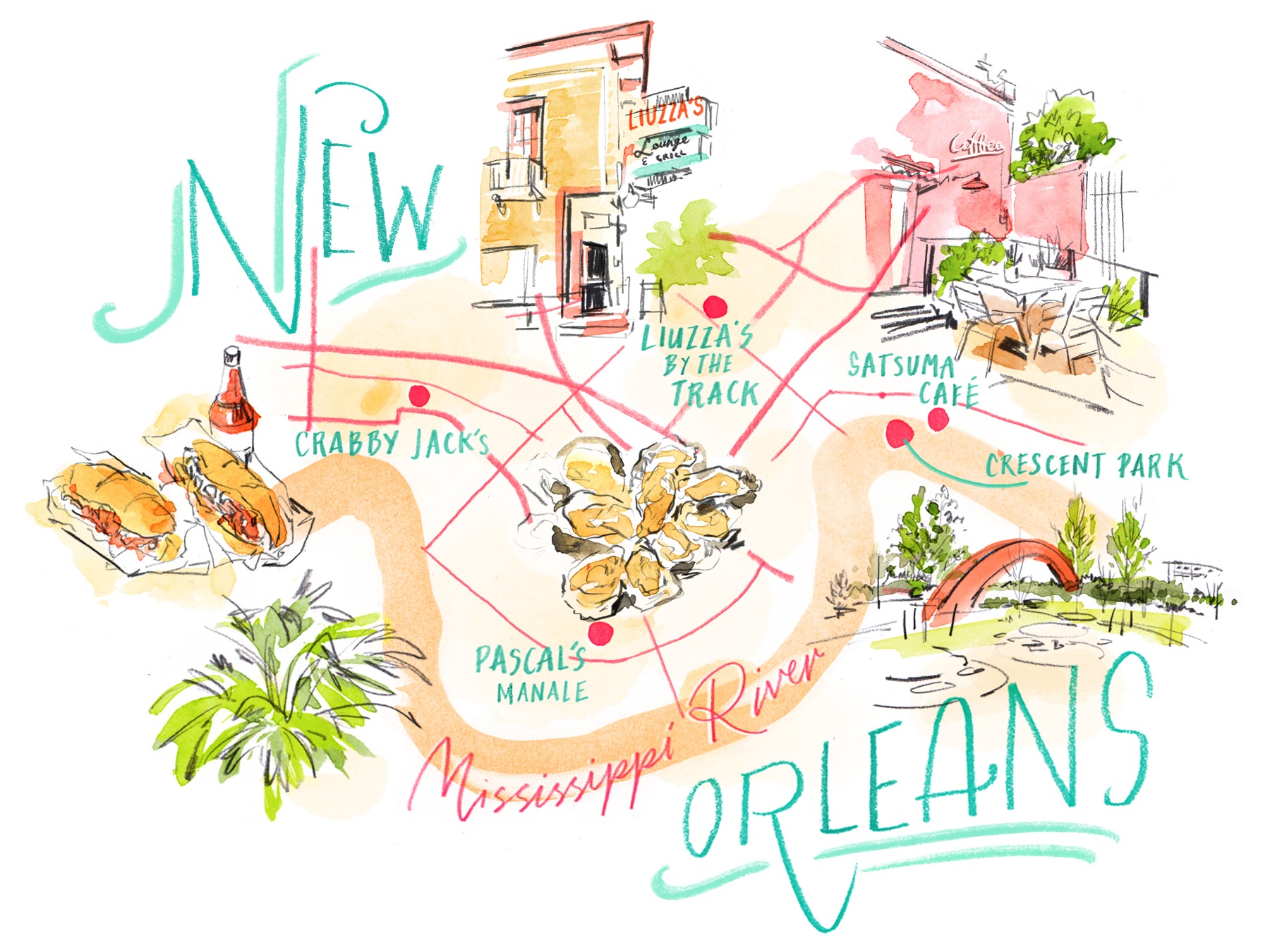 New Orleans Map for Johns Hopkins University Magazine
Illustration by Heather Gatley