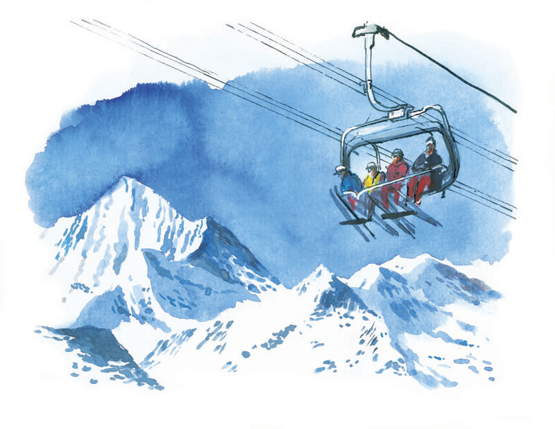 Ski Lift for Skiers in the frigid cold and snow