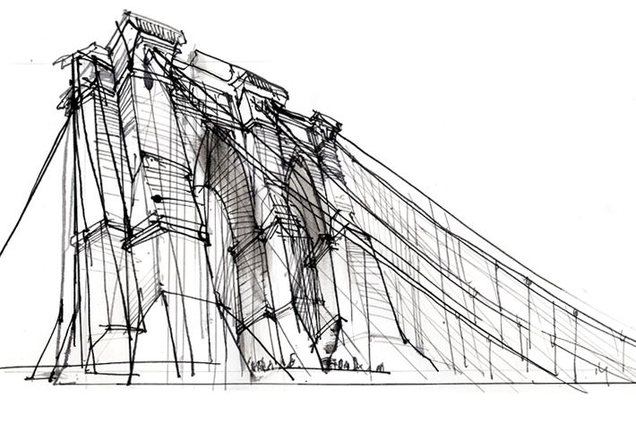 Part of the 'icons of America' series for Brooks Brothers 185th Anniversary. Pen and ink.