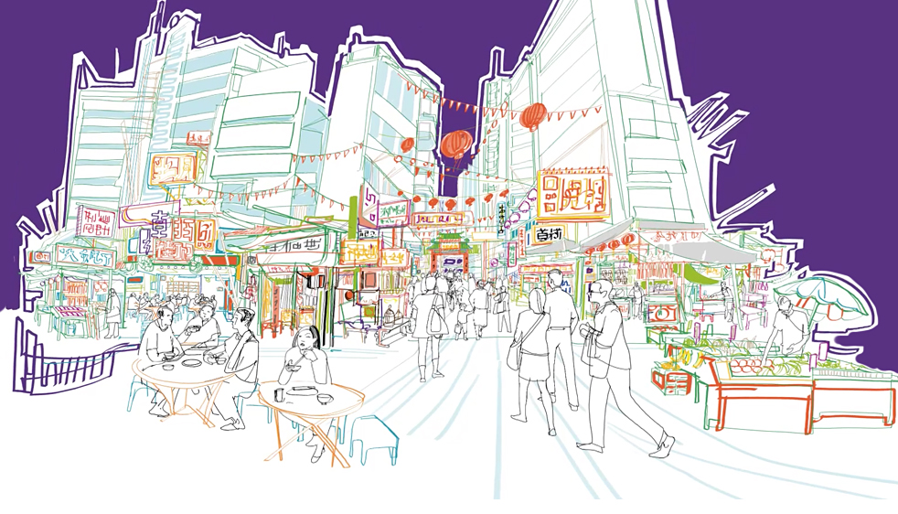 Digital reportage illustration of the Hong Kong markets.
Client: Mental Canvas and Microsoft