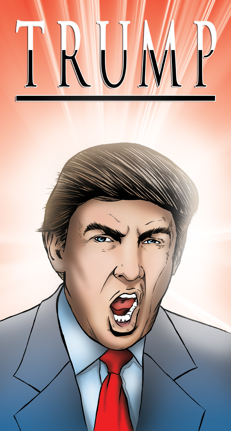 Donald Trump portrait. expressive celebrity illustration of presidential candidate Trump. 