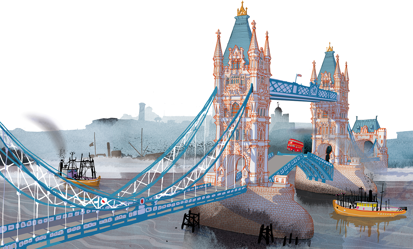 Book illustration for "I am London," from the "I am Cities" series published by Moleskine.