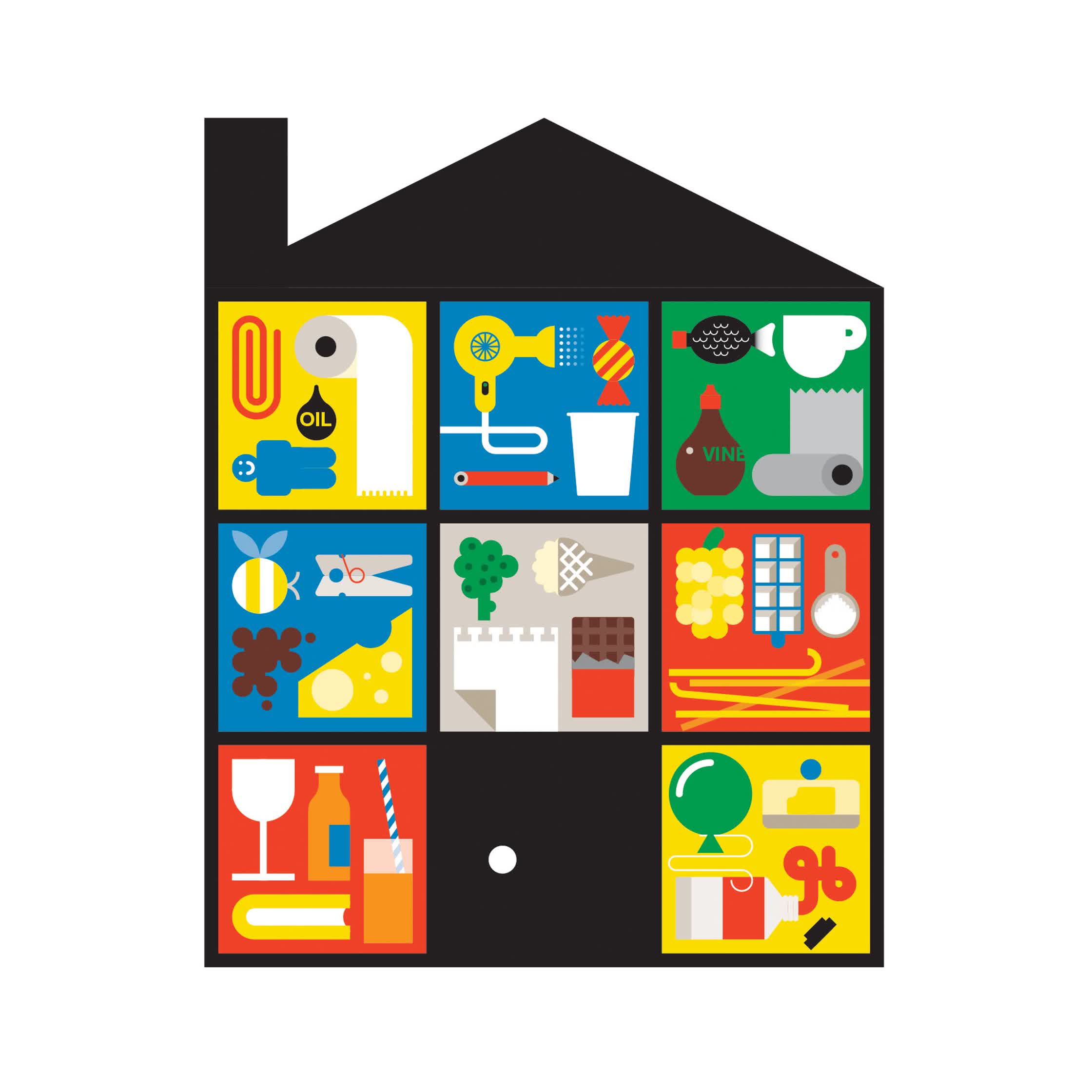 Graphics for Royal Institution showing bold icon designs of science experiments for children.