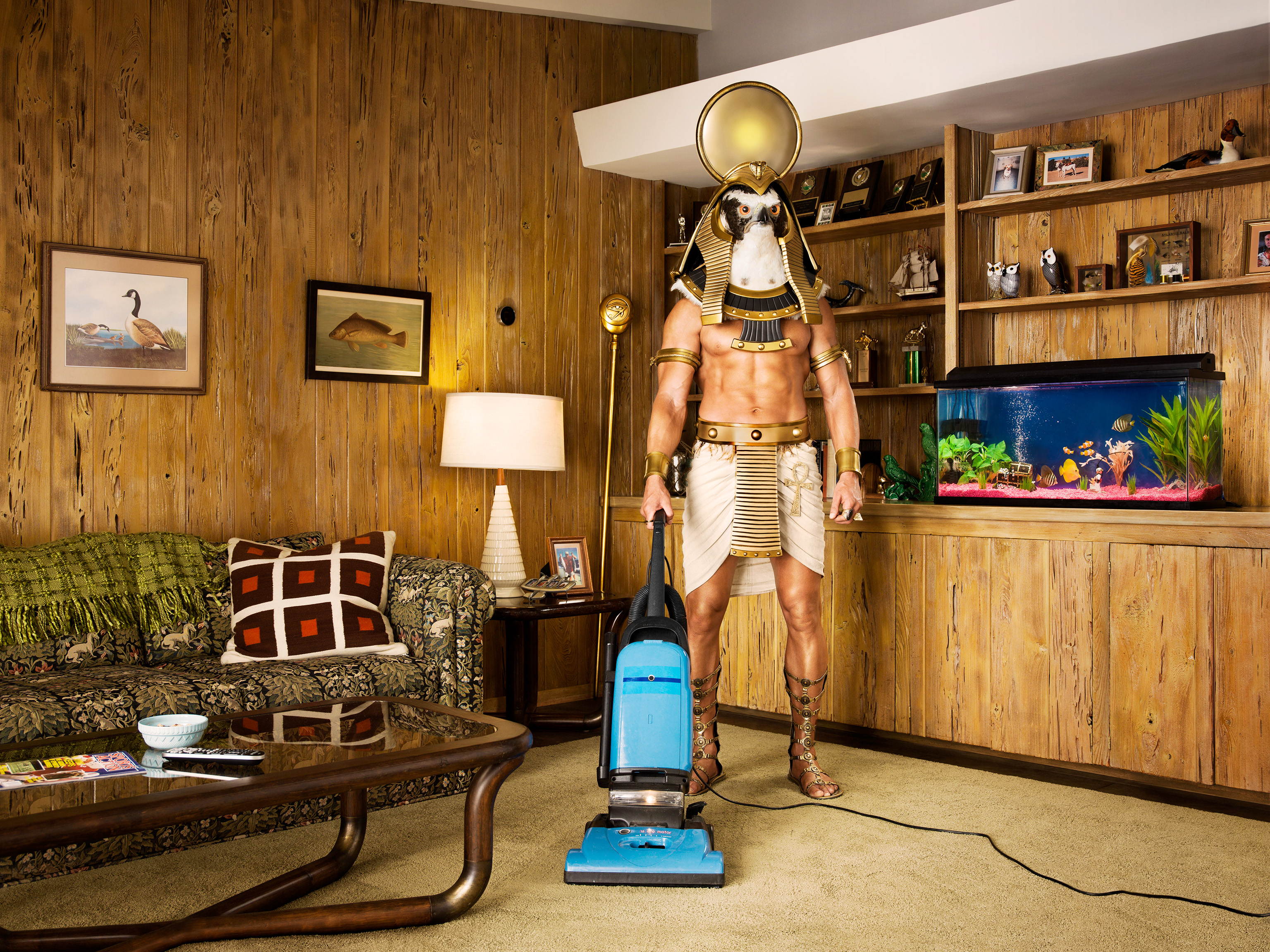 Shot for Solarcity, this campaign featured the Egyptian sun god, Ra, doing menial chores in a suburban household. Agency: Arnold Worldwide. 