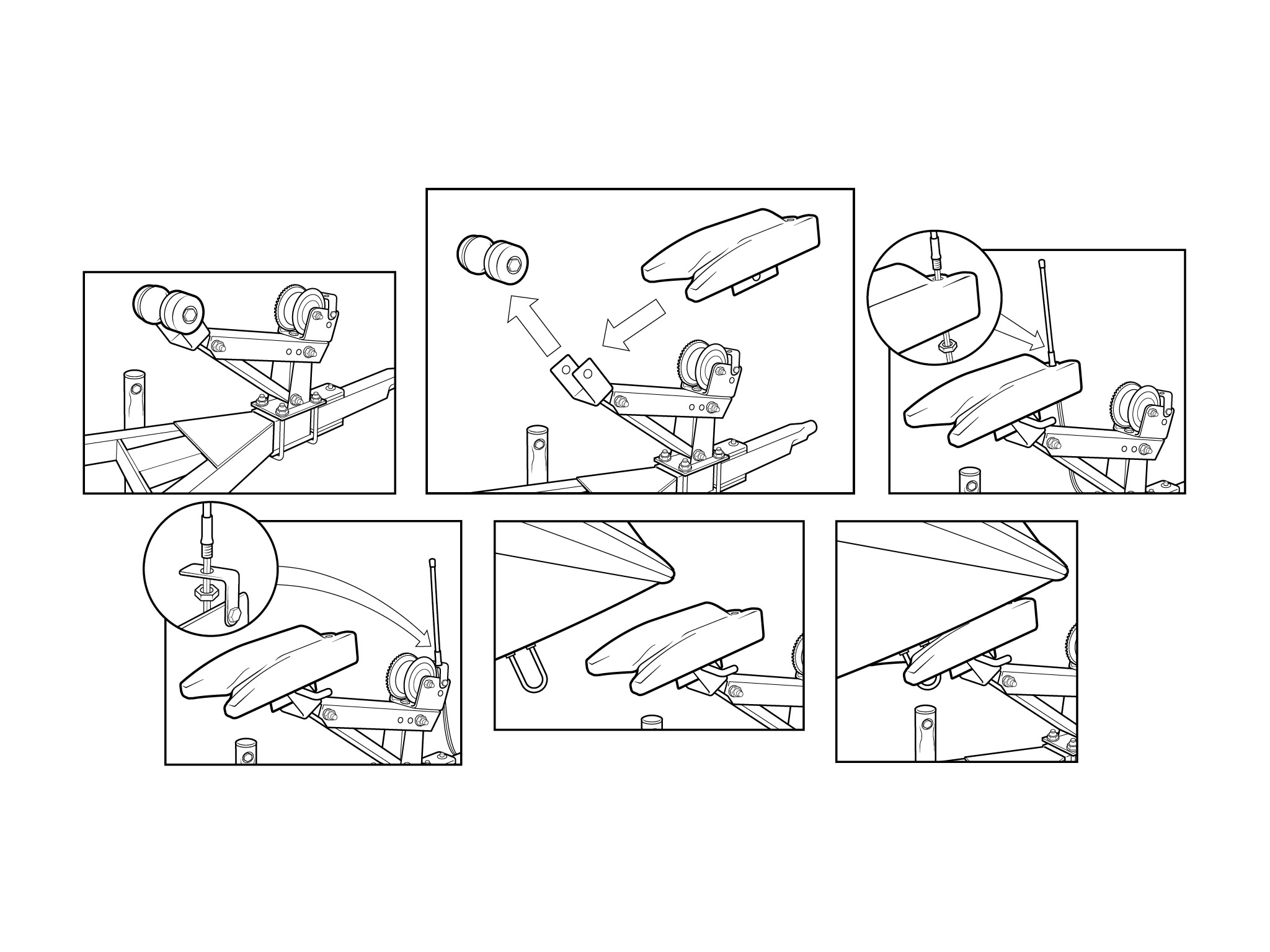 Illustrations for installation instructions for a boat latch.