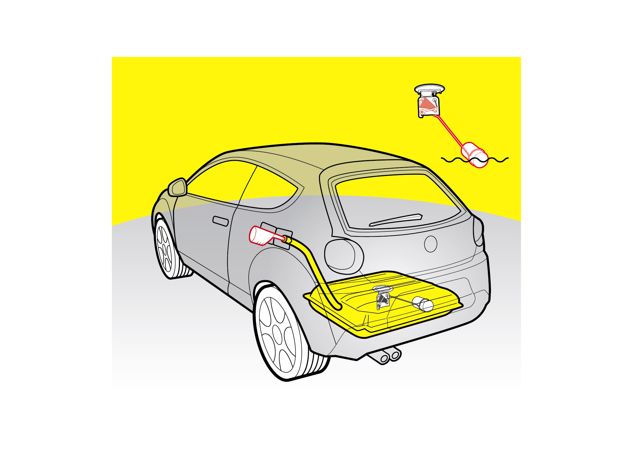 Illustration for Popular Mechanics Car Clinic article entitled "Running on Empty".
