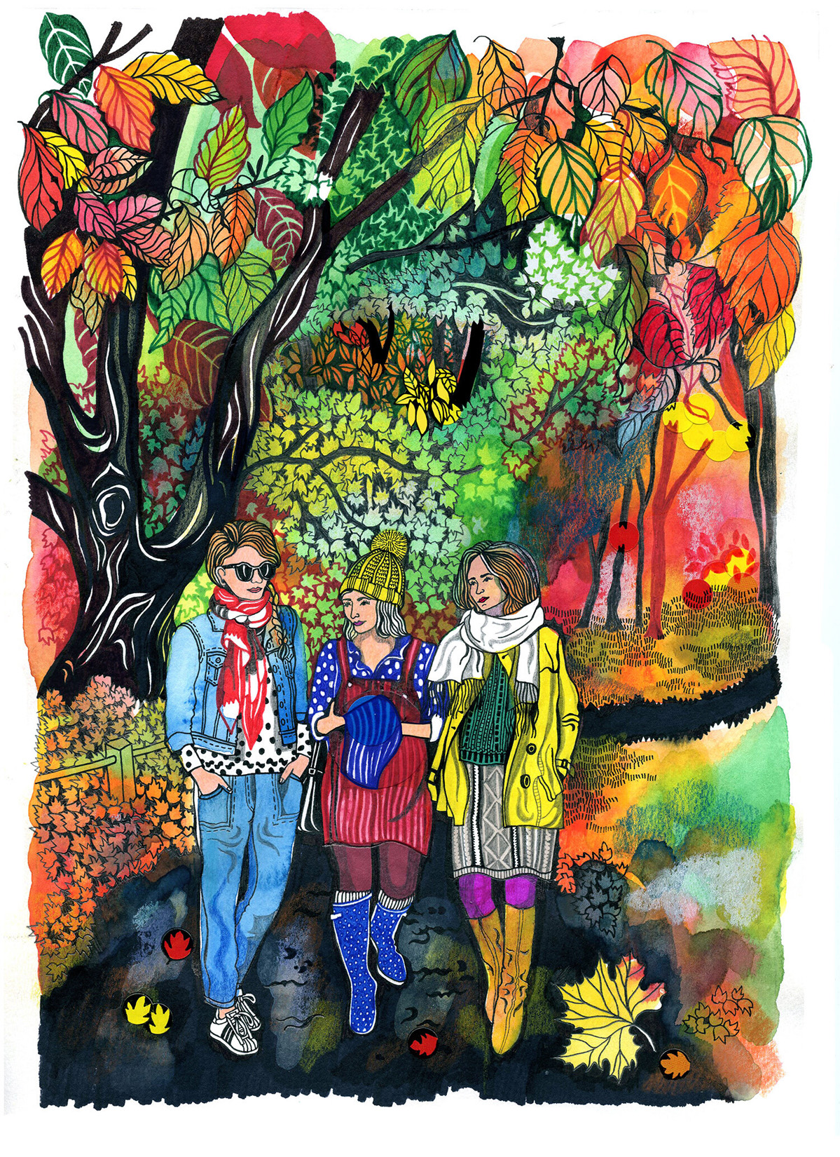 Personal Illustration inspired by autumn's beautiful fiery colors