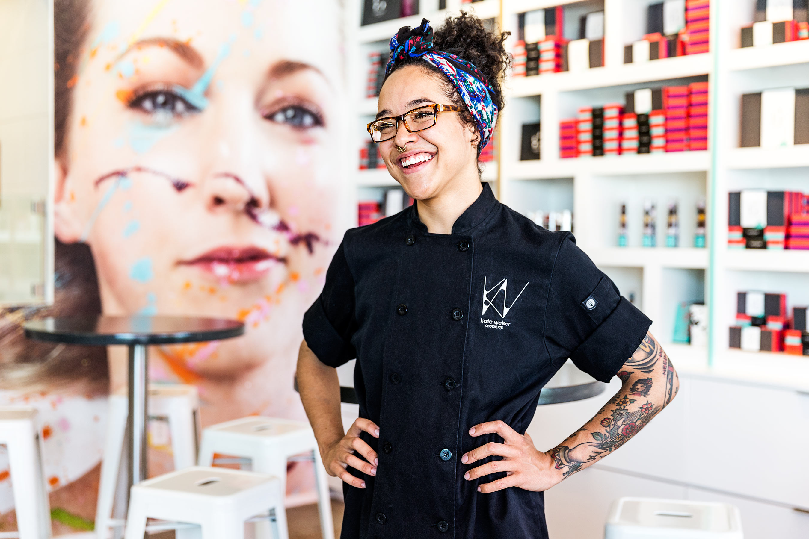 Portrait of a chocolatier at Kate Weiser in Dallas, TX 