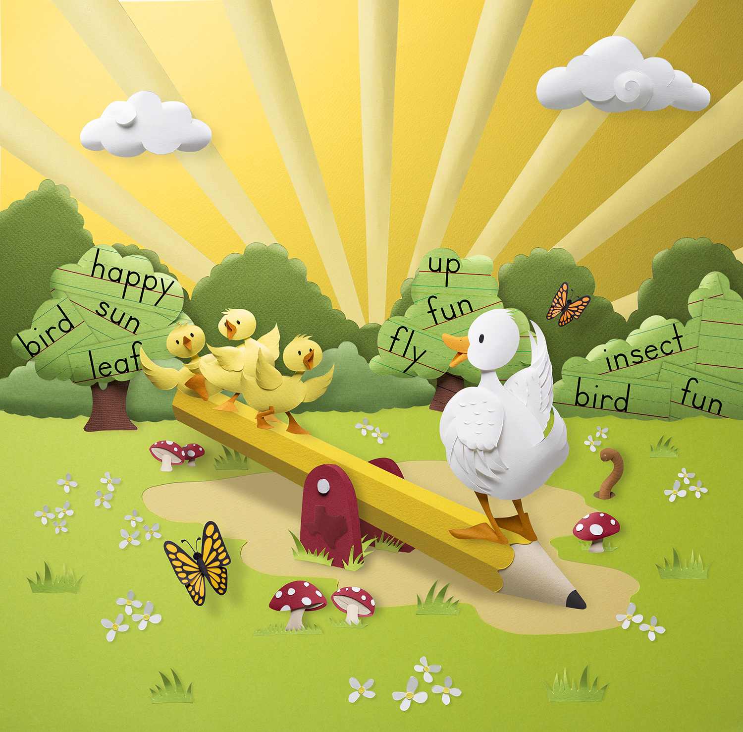Paper sculpture illustration