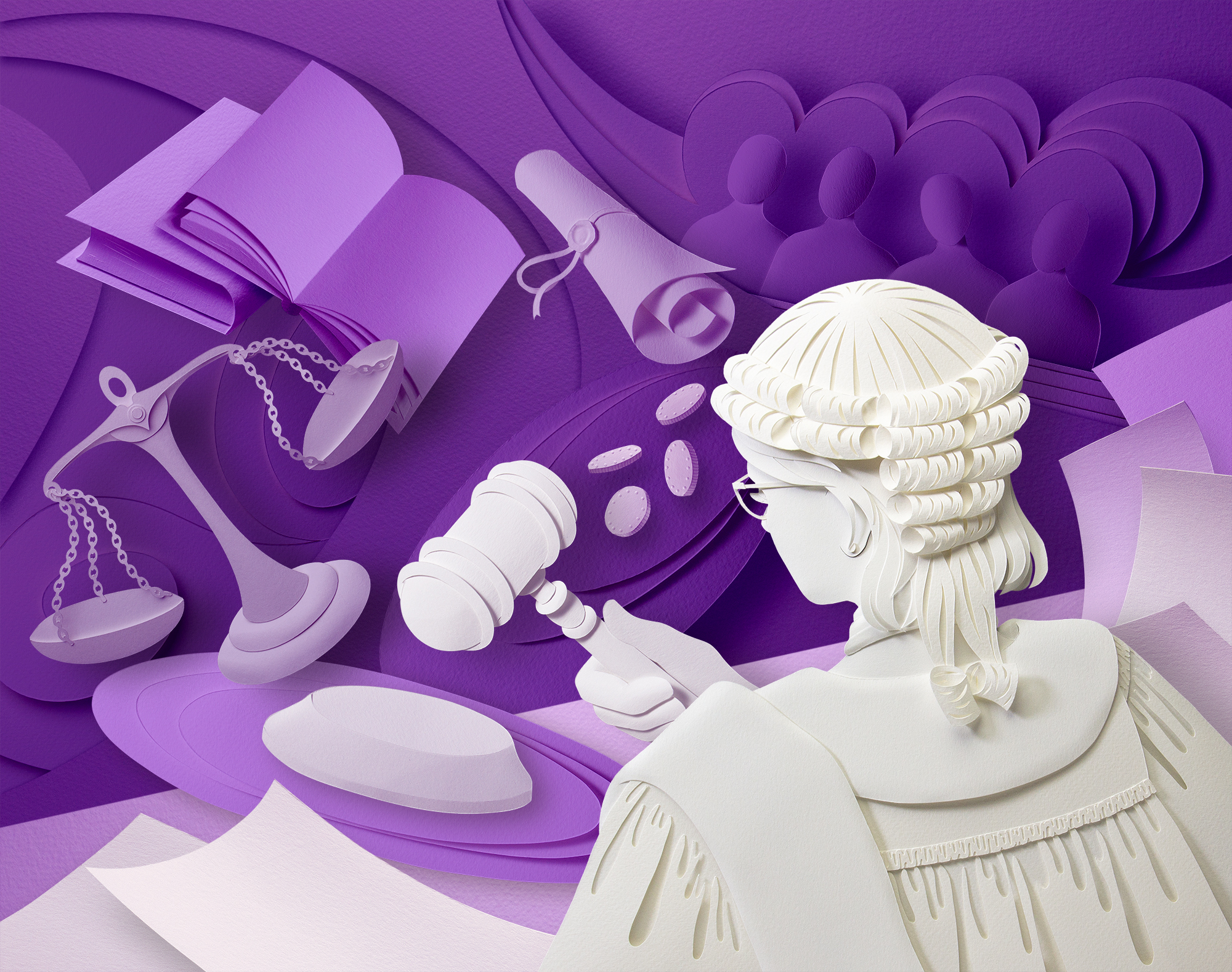 3D paper art illustration by Gail Armstrong.