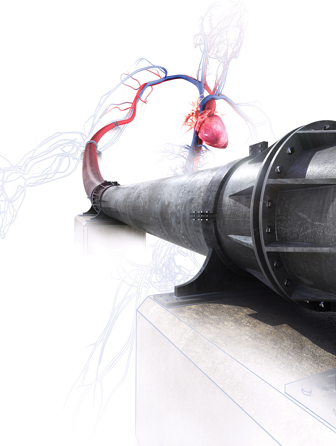 Cover image for a monthly internal publication depicting the concept of crossover technologies between medicine and oil & gas. CLIENT - Nalco Champion