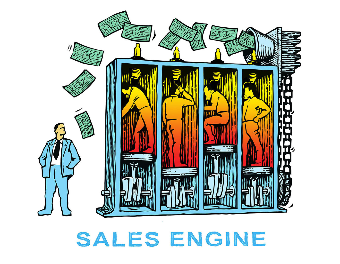 Sales Engine illustration in Ink