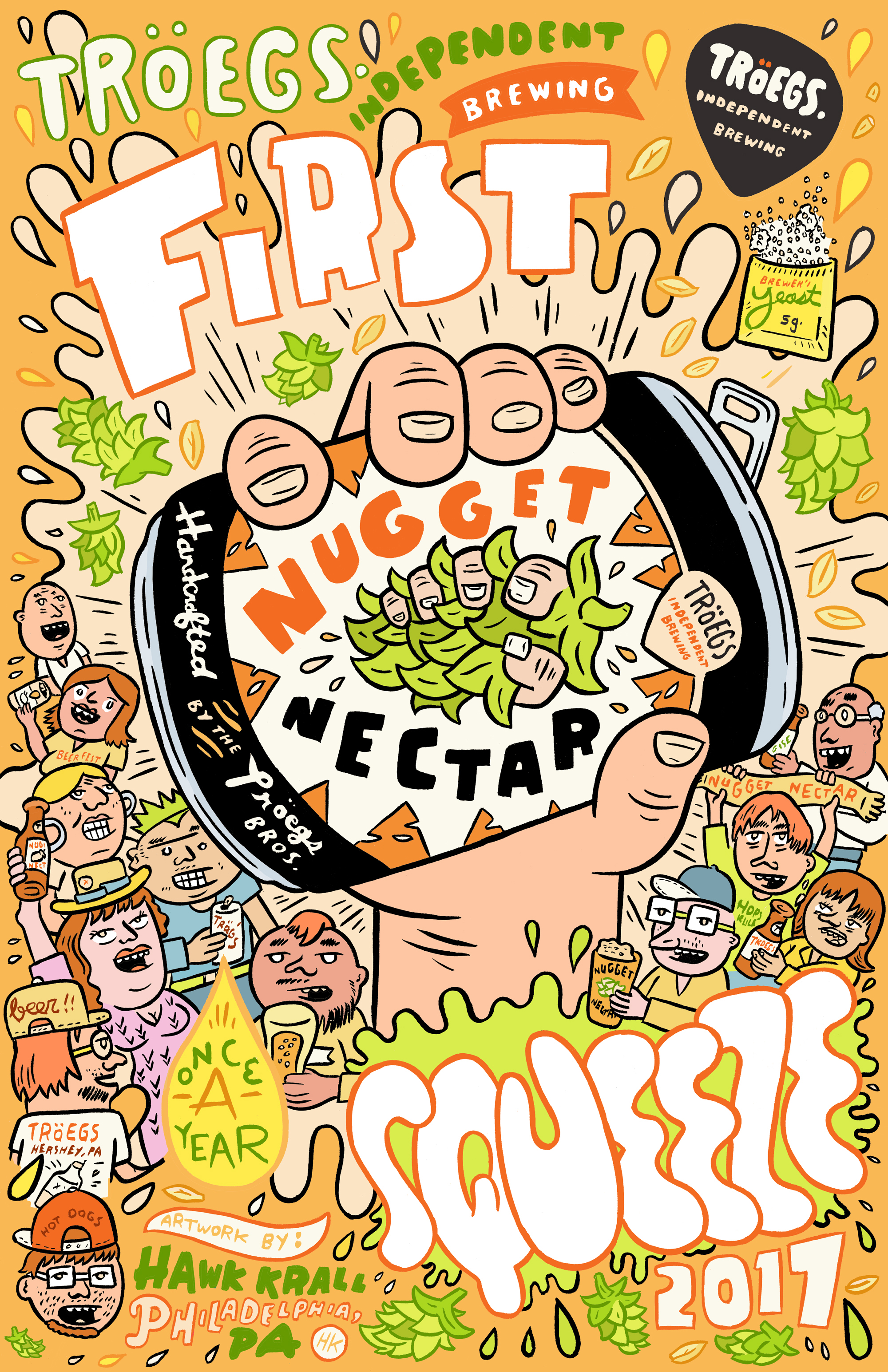 Poster for Troegs Brewery Nugget Nectar can release.