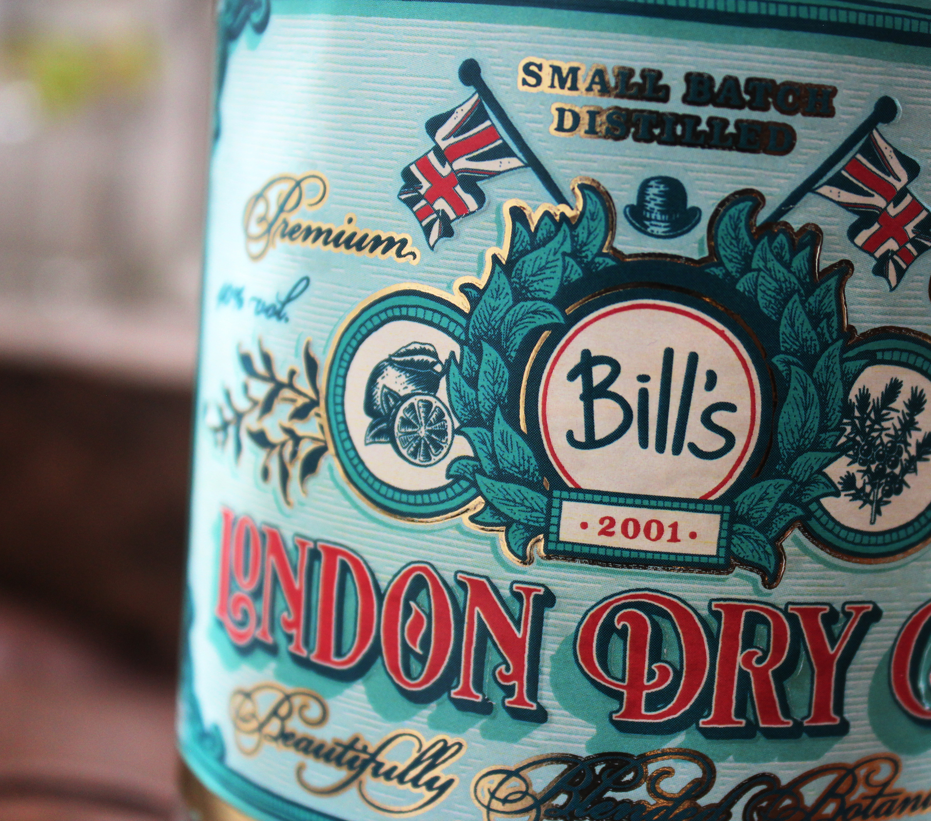 Labels designed for Bill's Gin bottles 
