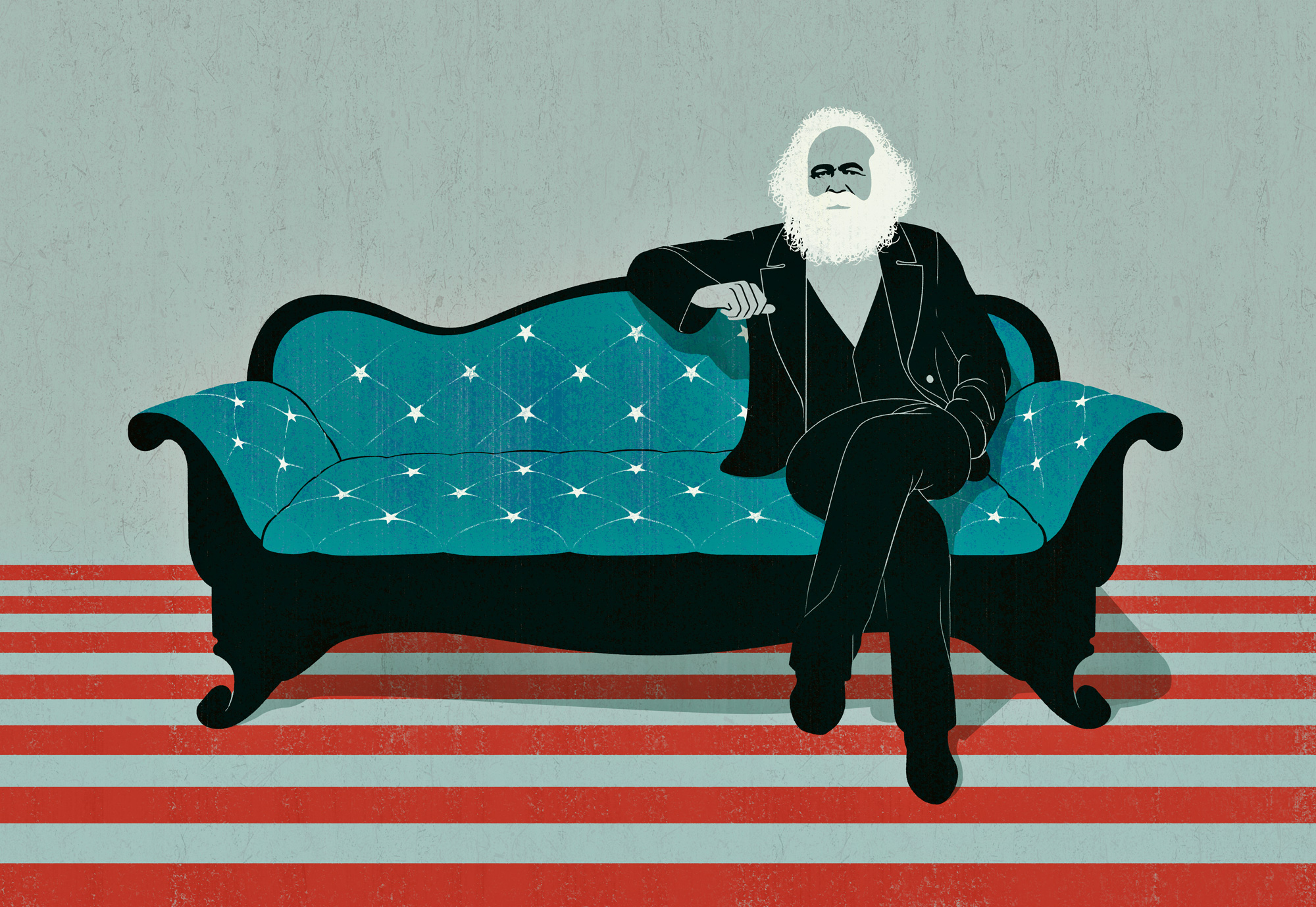Spread-page illustration for Modern Philosophy magazine