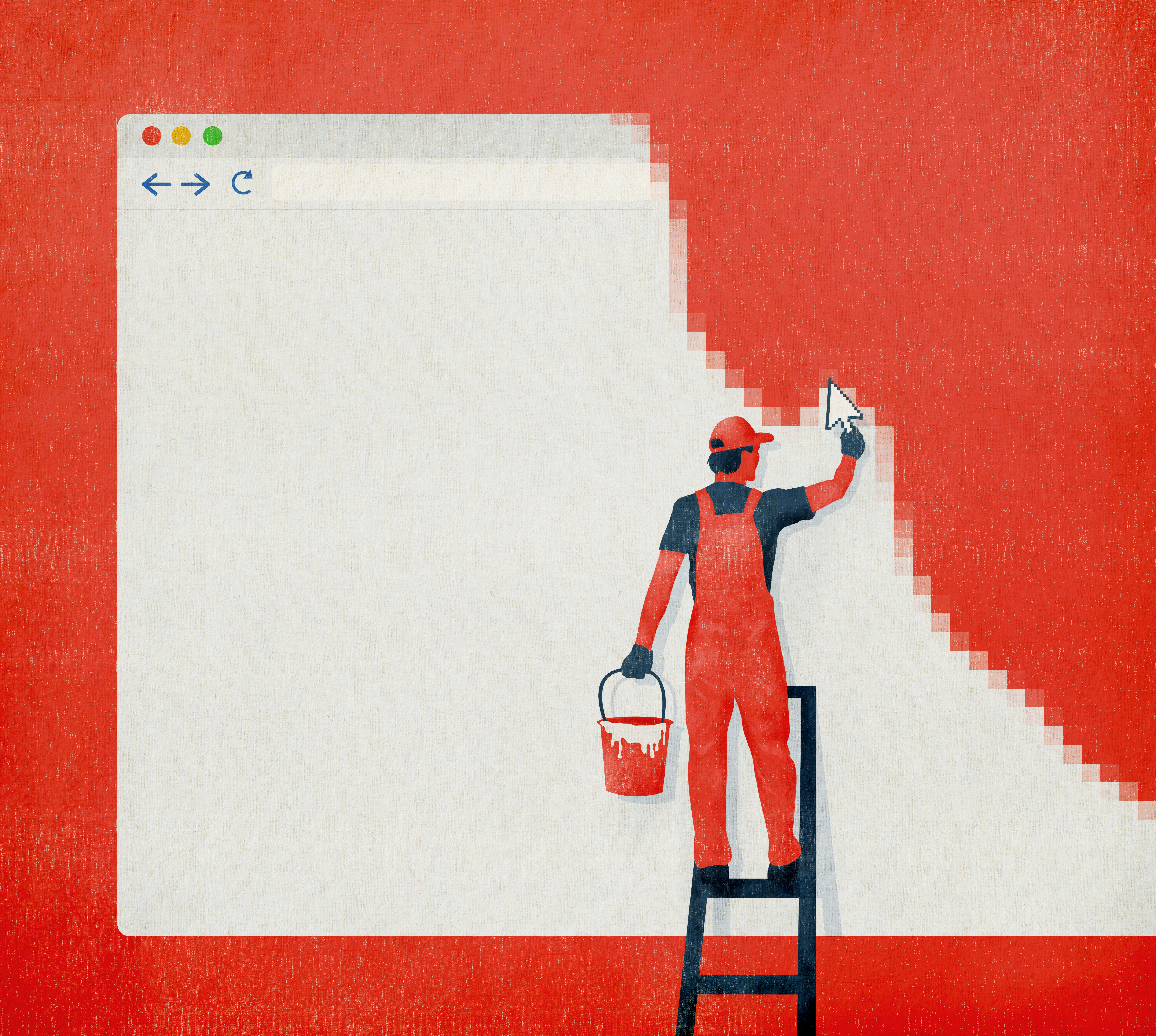 Conceptual illustration about web design as the new hard working.