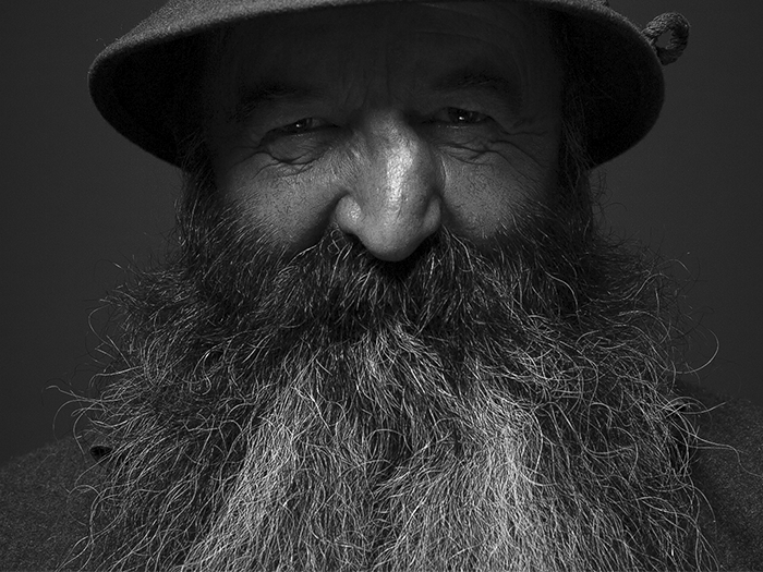 moving portrait of competitor of alpine beard contest