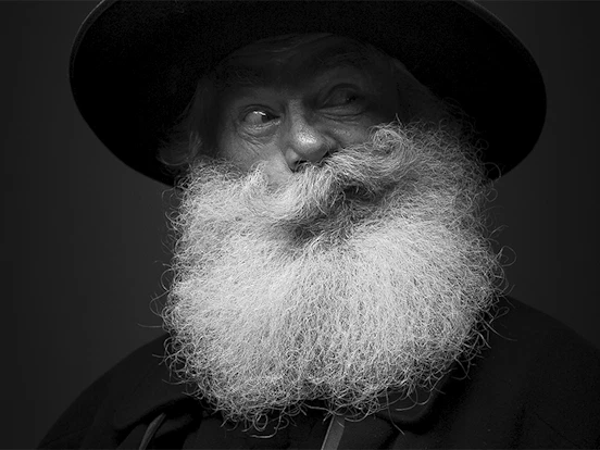 moving portrait of competitor of alpine beard contest