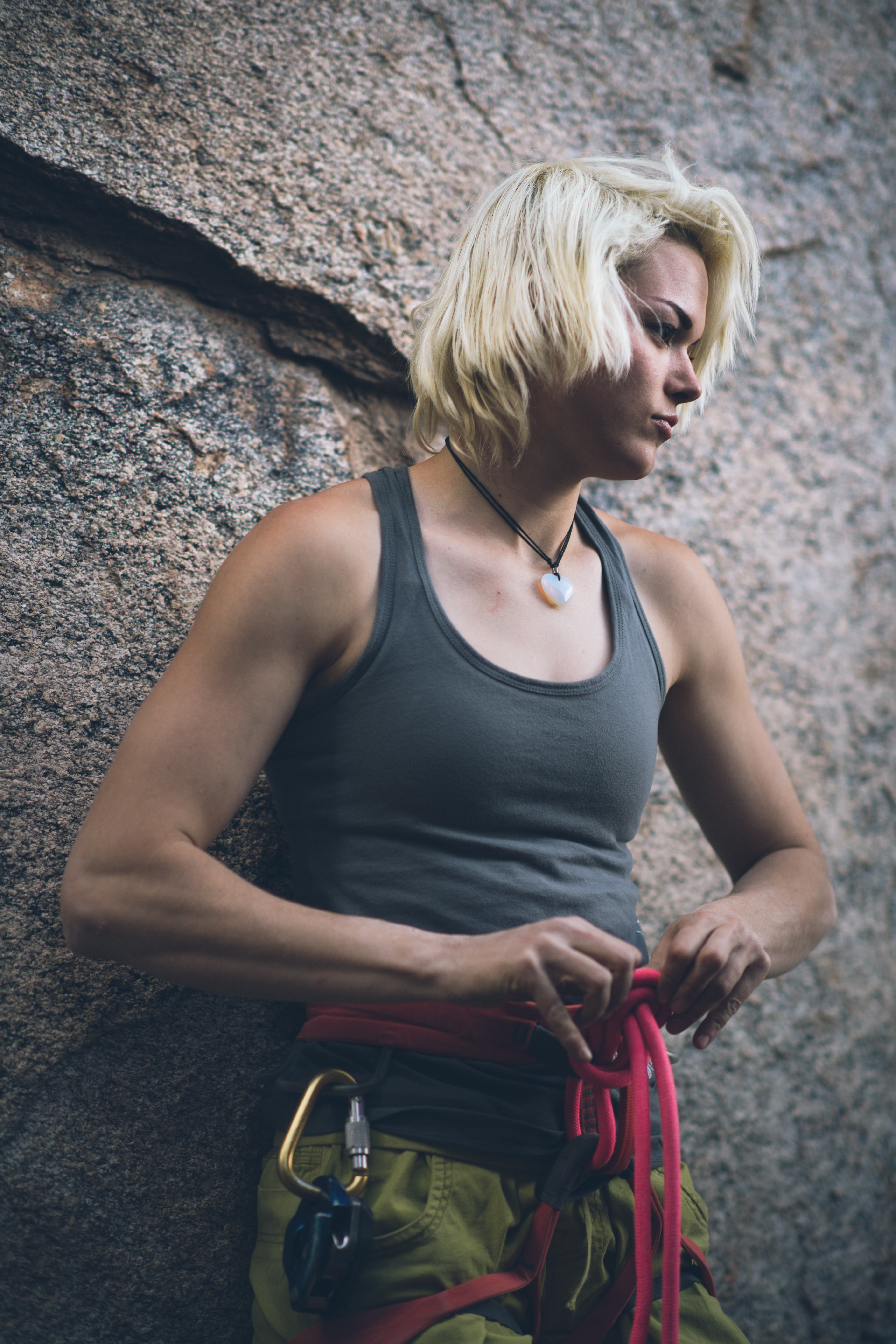 Claire Bukowski rock climbing on Mount Lemmon, AZ