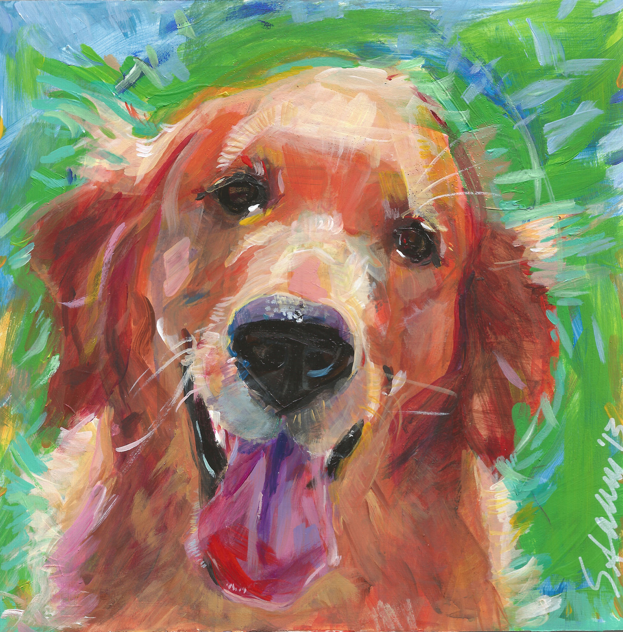 Subaru uses Golden Retrievers in their advertising. Commissioned by a Marin Subaru salesperson of her dog. 