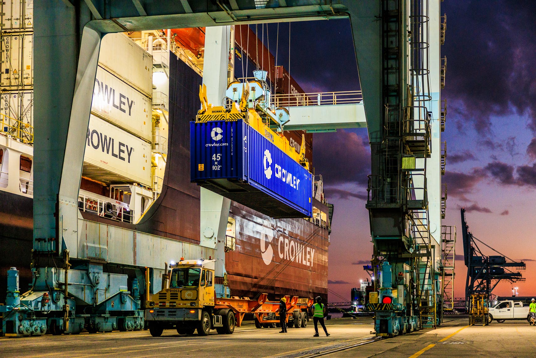 A Crowley container getting loaded for shipment at JAXPORT.