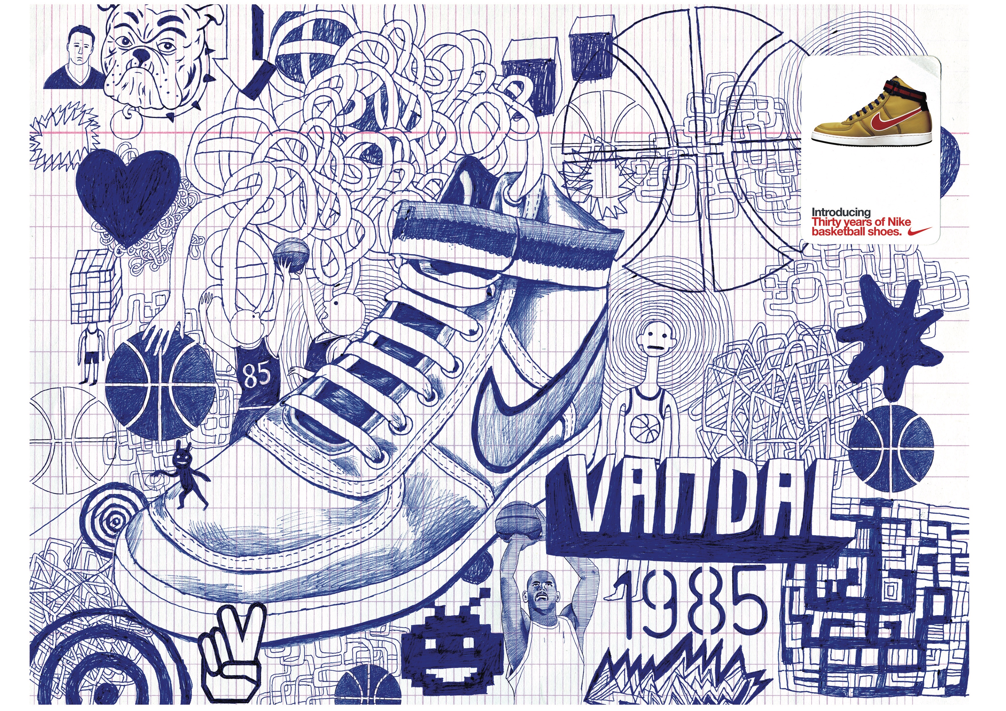 Bold and graphic pen 'doodle' for Nike Basketball. 