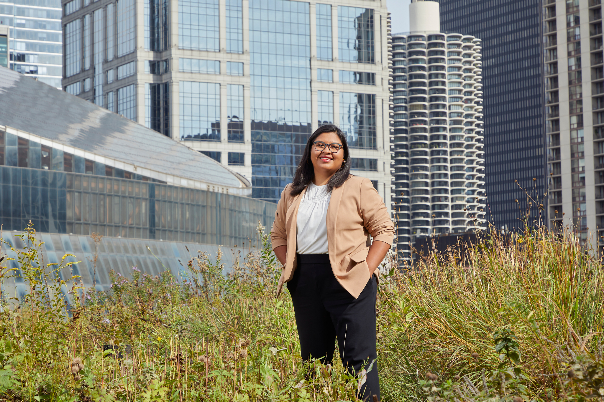 Portrait of executive on top of city hall