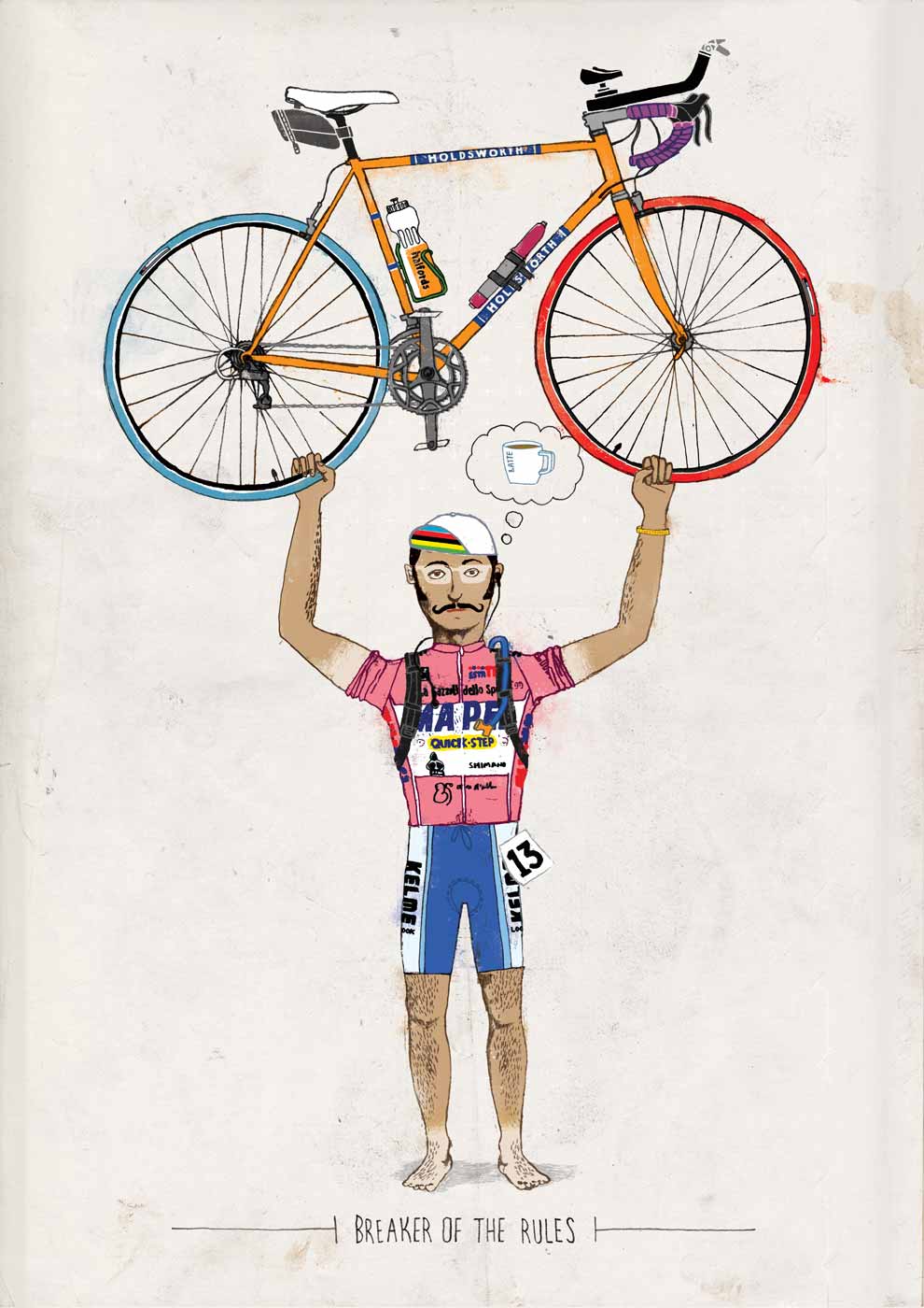 poster design illustrating cyclist breaking many of 'the rules'.
