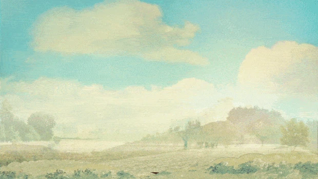A woman emerges from the ground, branches grow from her head, birds fly onto the branches