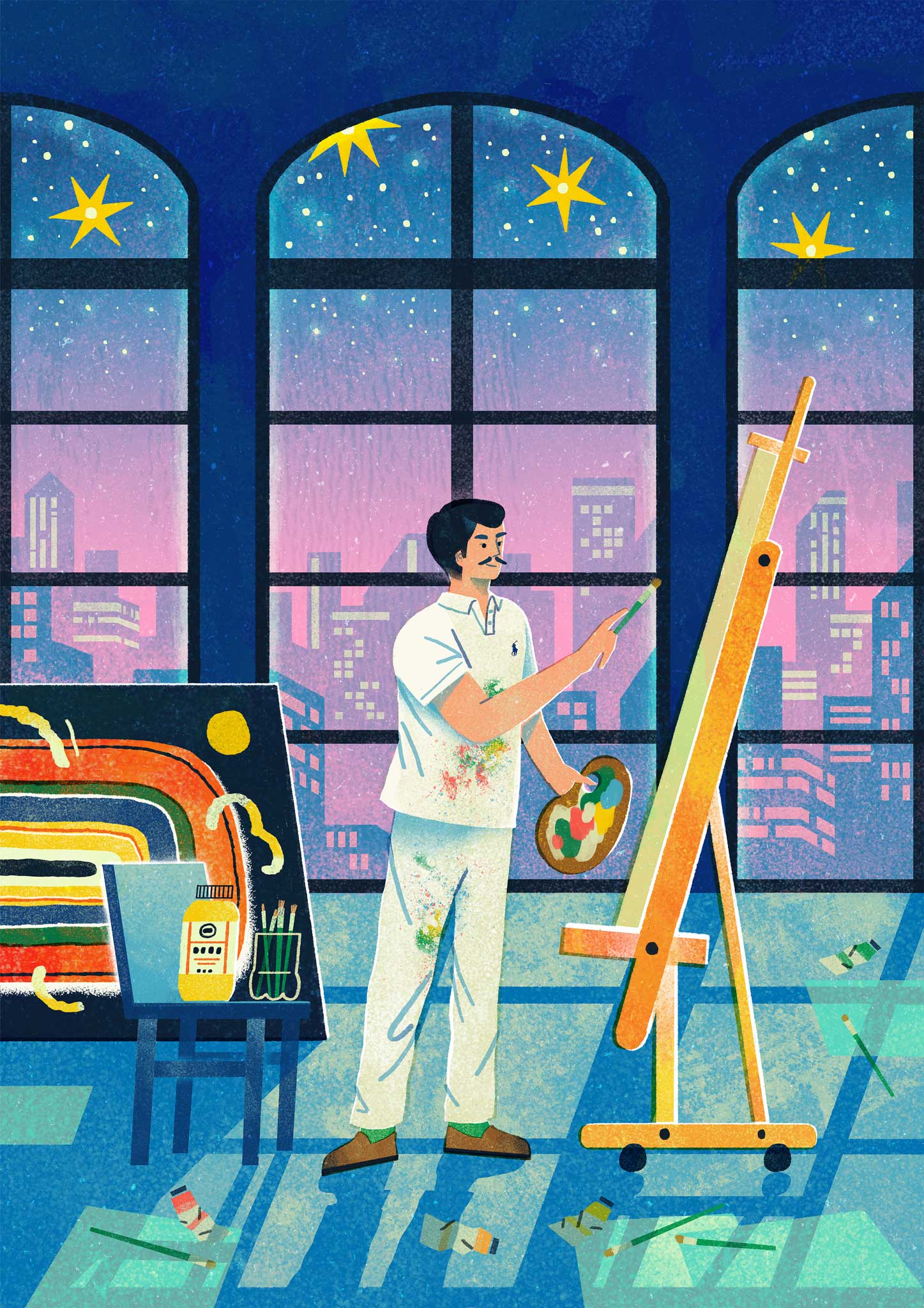 Graphic, fashion, narrative, figurative illustration for Ralph Lauren Polo 