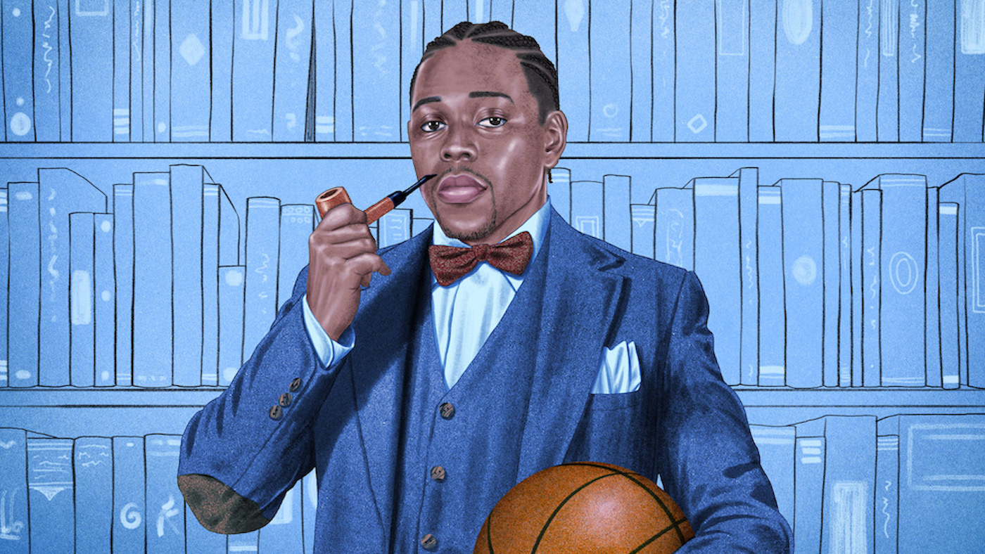 Jrue Holiday portrait holding a basket ball 