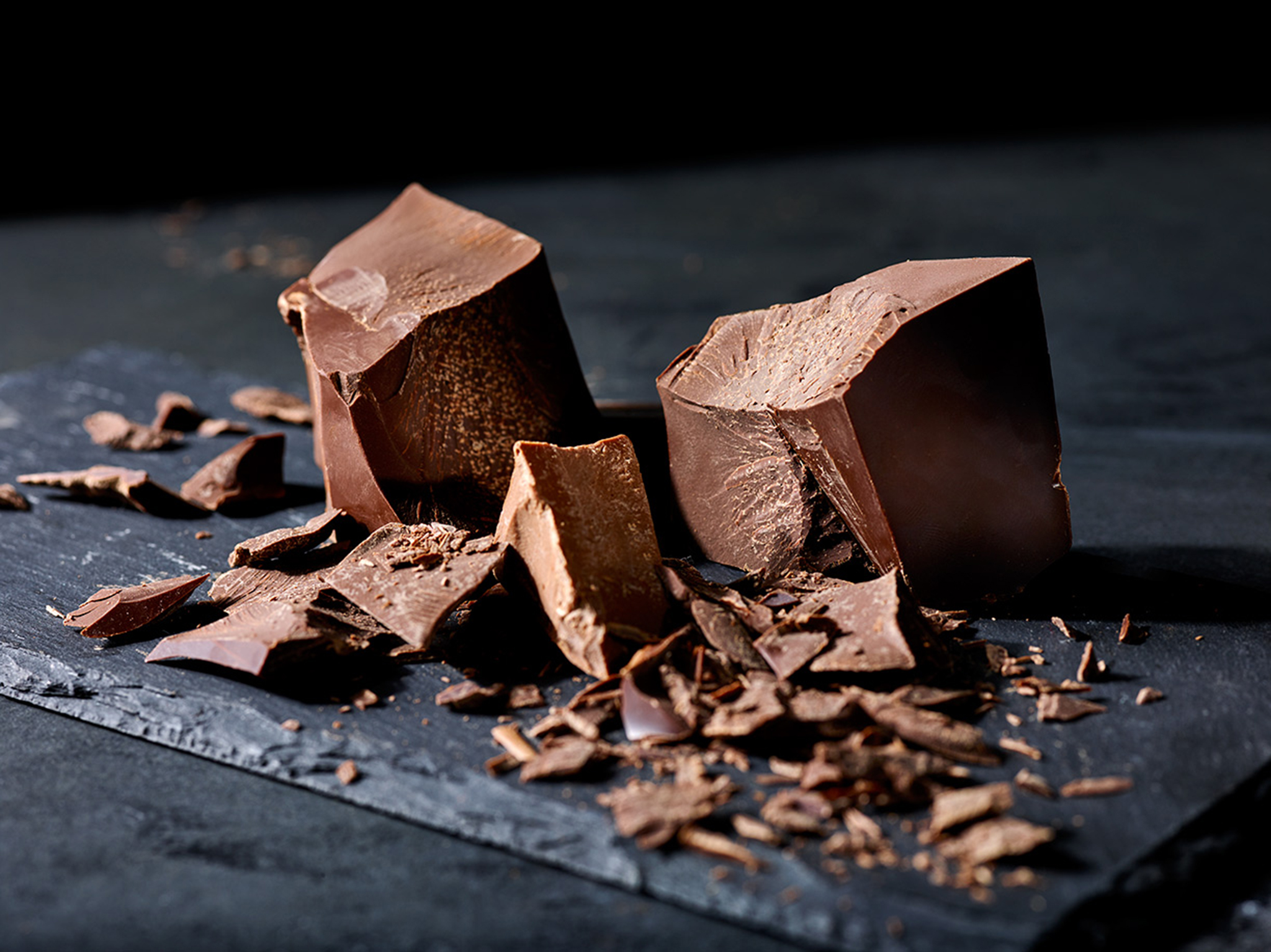 Food photograph of chocolate chunks.