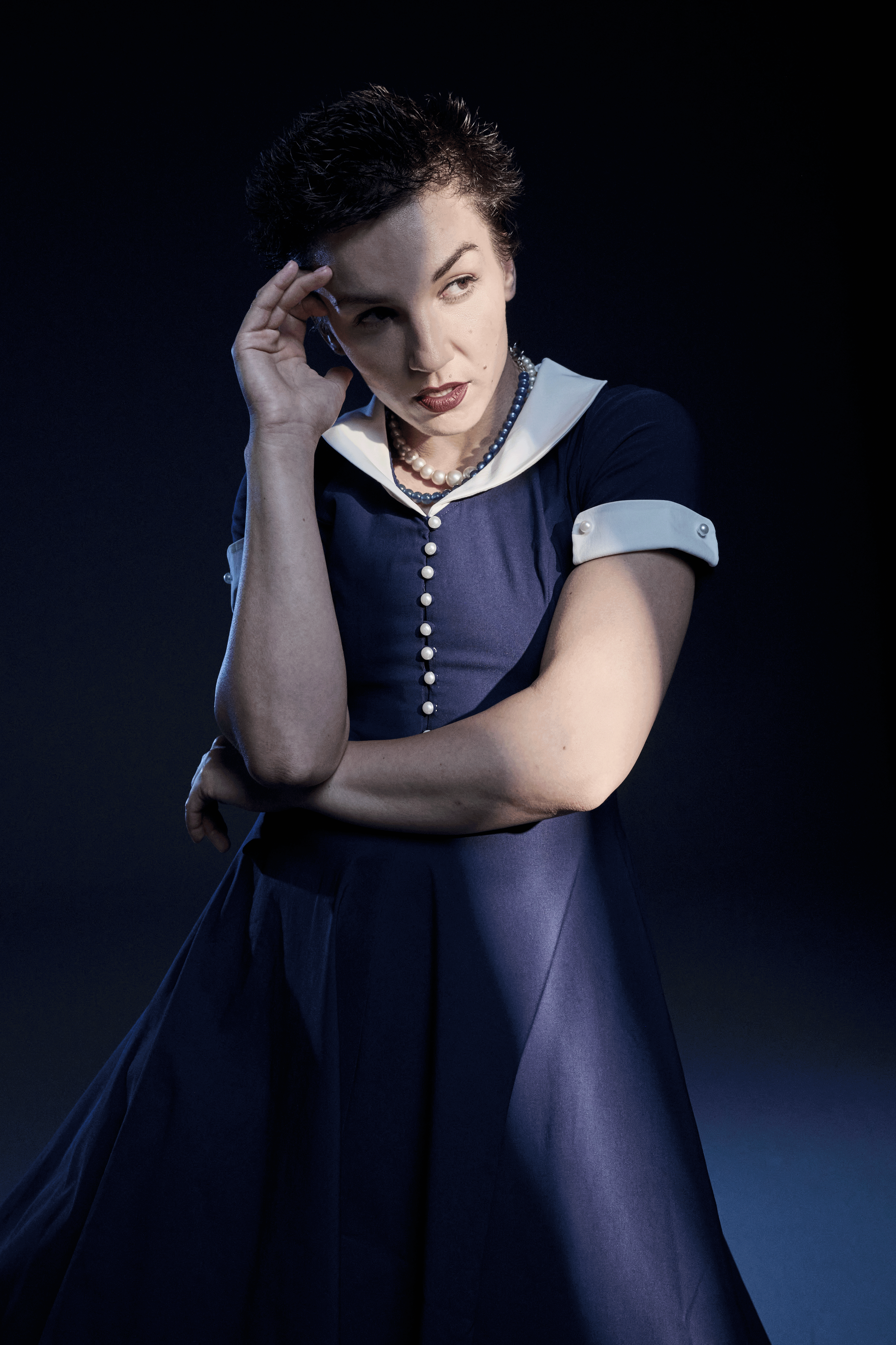 New personality portraits for model shot in Long Island City photo studio.