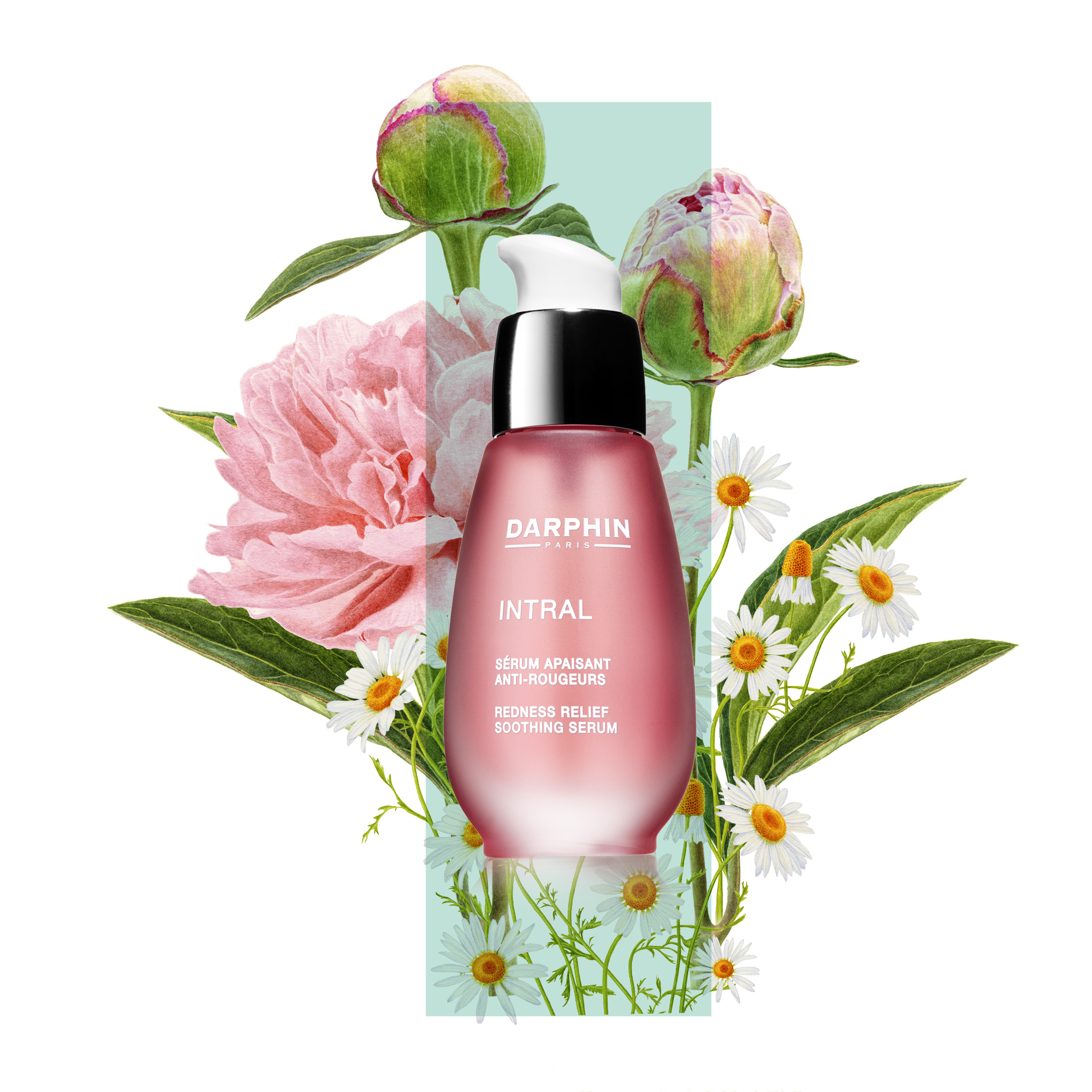 Photorealistic hand-painted flower illustrations used on skin-care beauty cosmetic packaging
