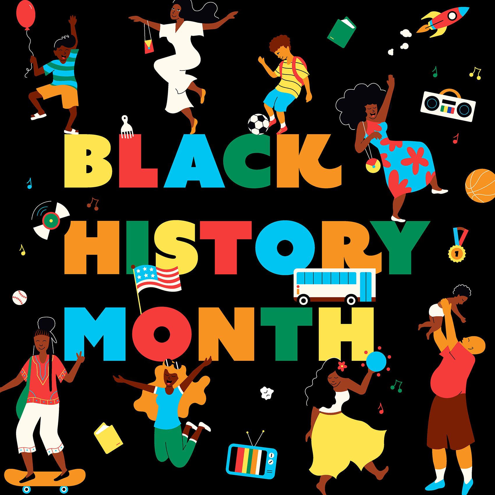 "Black History Month" personal illustration in celebration.