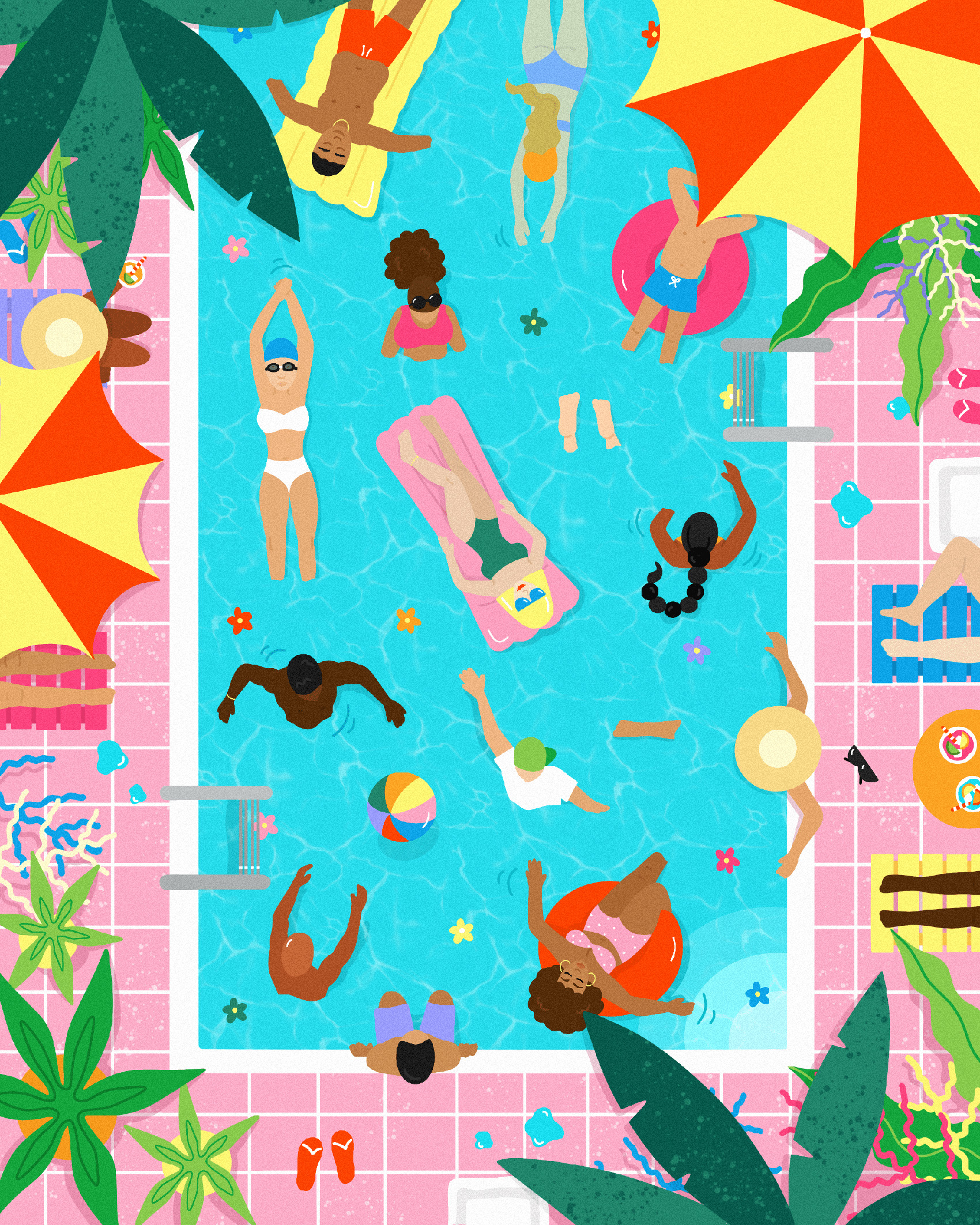 "Pool Day". Personal work inspired by life before the pandemic.