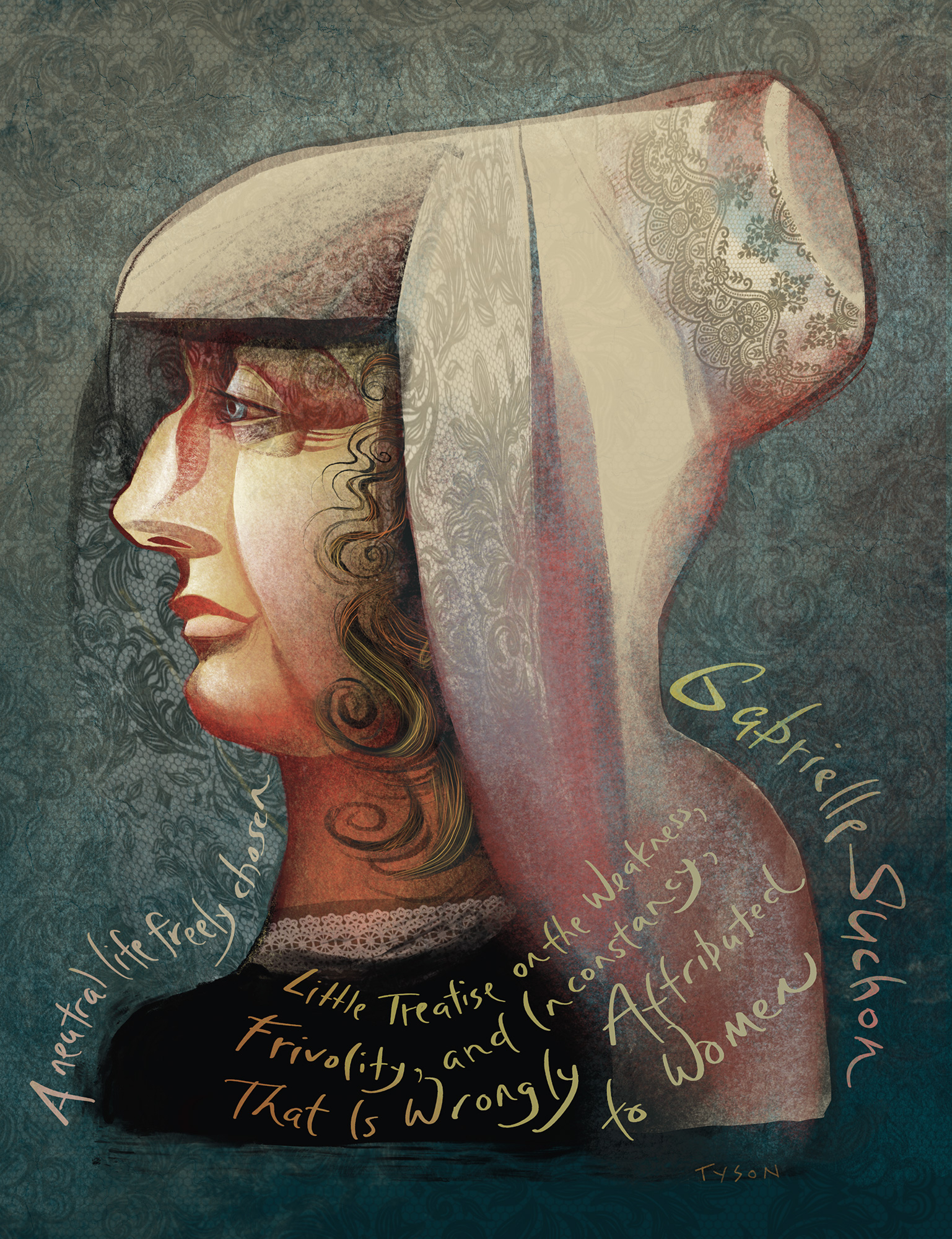 Digital portrait of 17th century philosopher who wrote to set women free | Client: The Magazine of the National Endowment for the Humanities