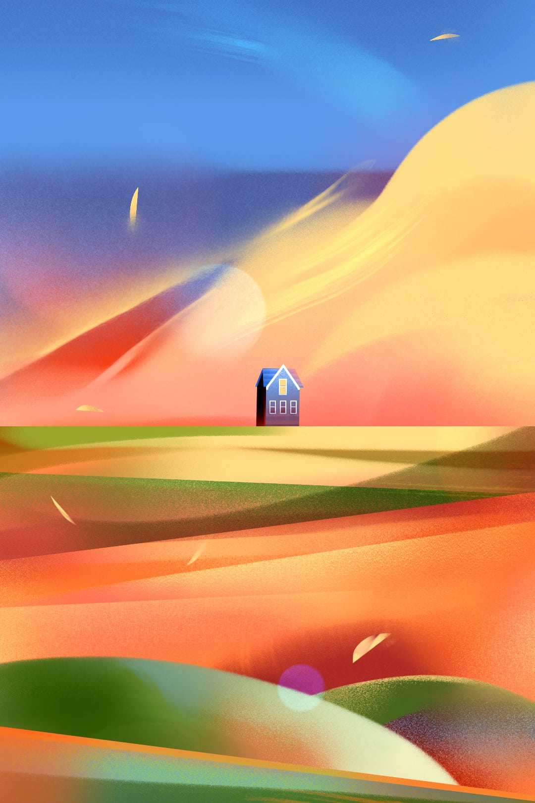 Landscapes drawn in expressive brushed style